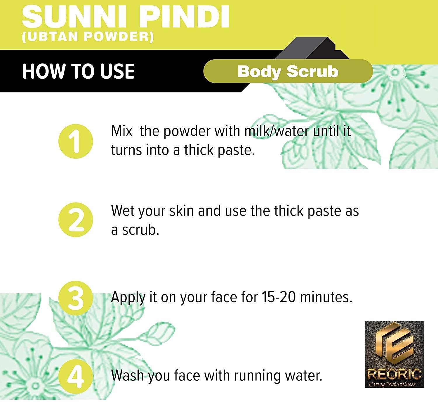 Reoric Sunnipindi Bath Powder & Ubtan Powder for Skin Whitening - Natural Body Scrub & Exfoliator - Unisex (200g, Pack of 2) | Ayurvedic Skin Care for Glowing Complexion | Perfect for Spa Day & Daily Skincare Routine