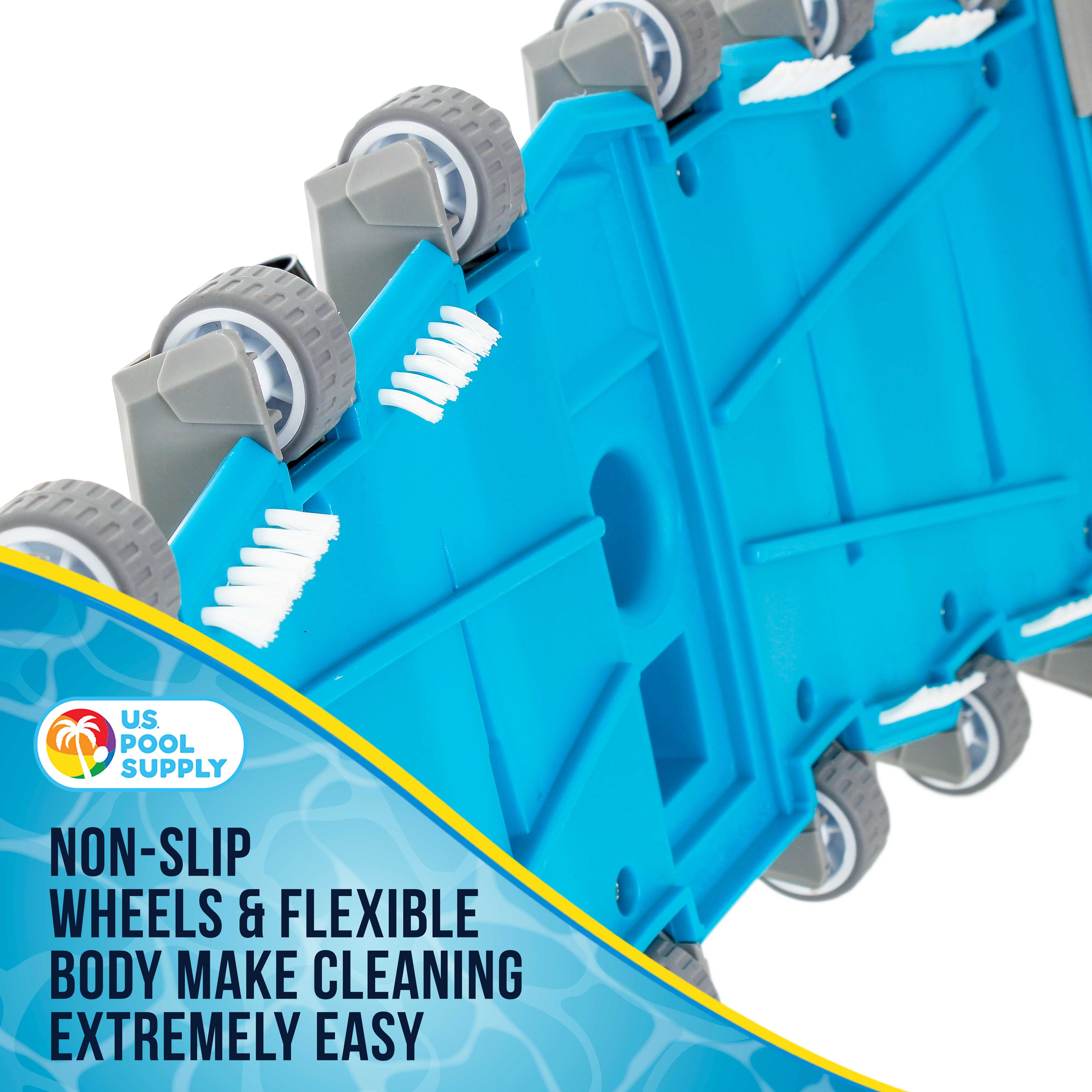 Heavy Duty Weighted Flexible Concrete Swimming Pool Vacuum Head with Side Brushes & Metal EZ Clip Handle - Professional Commercial Grade Pool Cleaner for Inground & Above Ground Pools - Ideal for Residential & Commercial Pool Maintenance