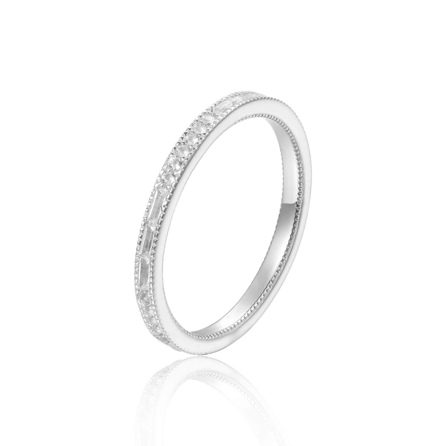 White Topaz Light Baguette Ring – Elegant Sterling Silver Jewelry for Women | Perfect for Weddings, Anniversaries & Special Occasions