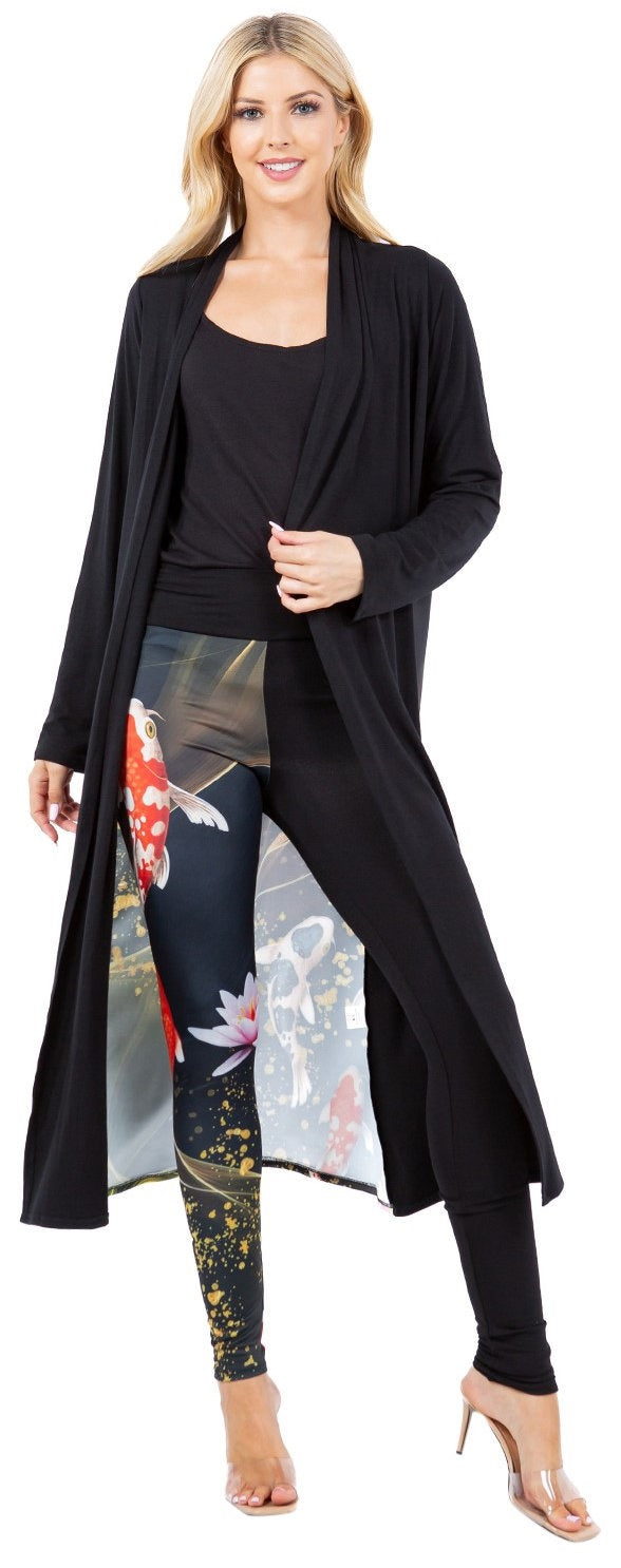 Stylish Koi Fish Print Leggings Set - High Waist Yoga Pants & Matching Top for Women - Perfect for Workout, Yoga, Dance and Casual Wear
