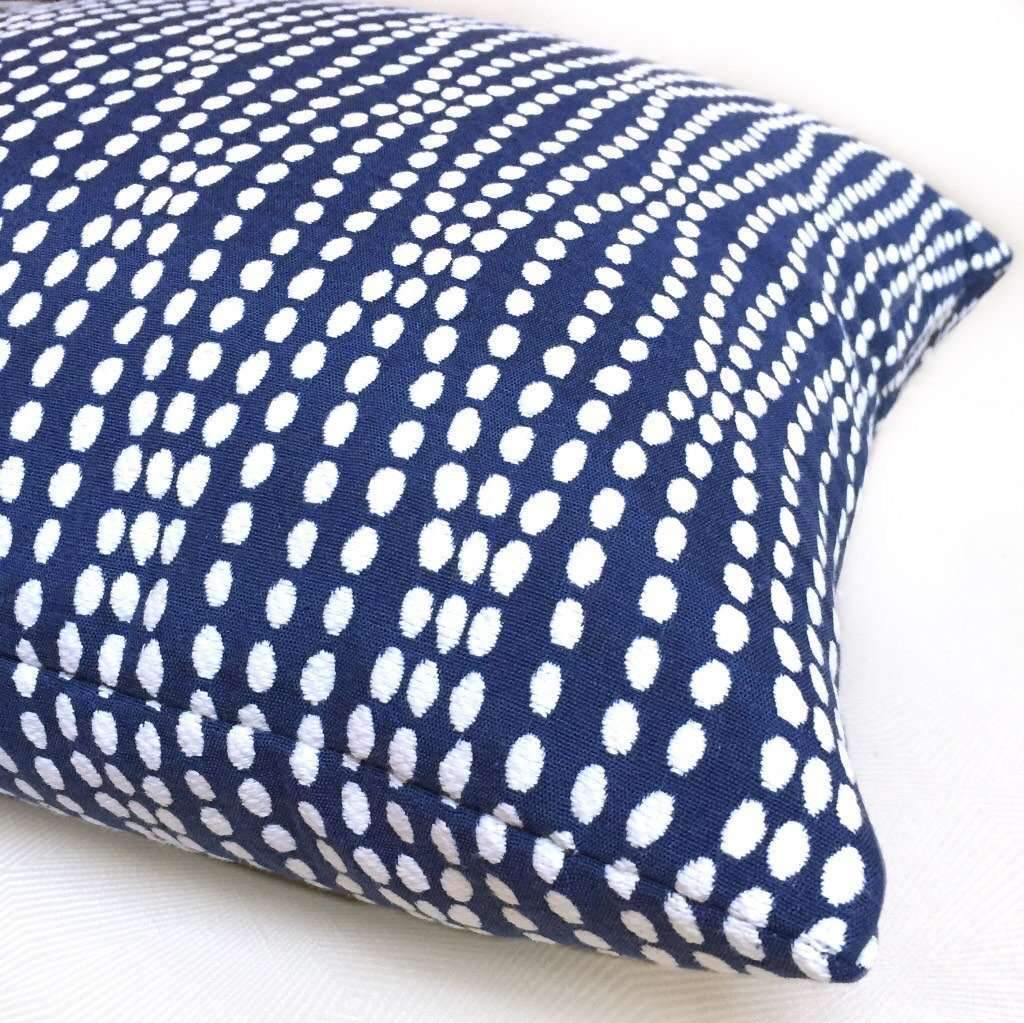 Navy Blue and White Abstract Pearl Strands Pillow Cover - Decorative Throw Pillow Case for Sofa, Bed, Couch - Home Decor Living Room & Bedroom Accessories