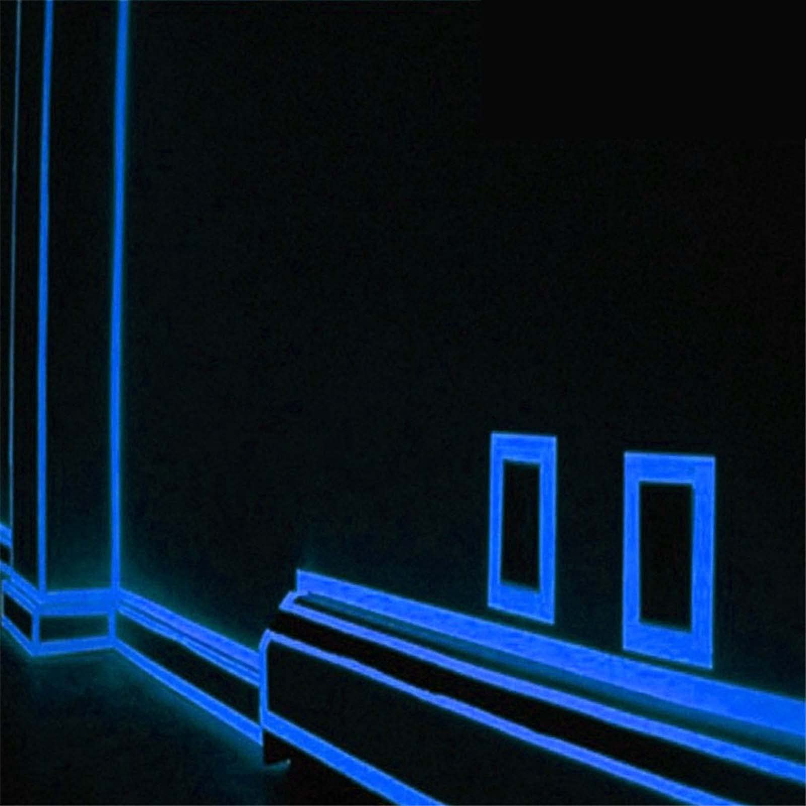 1 Meter Glow in The Dark Self-Adhesive Vinyl Wall Sticker - Removable Luminous Strip for Room, Stairs, Car & Stage Decor (Blue, 5 Meter) - Perfect for DIY Home Decoration, Kids Bedroom & Party Lighting