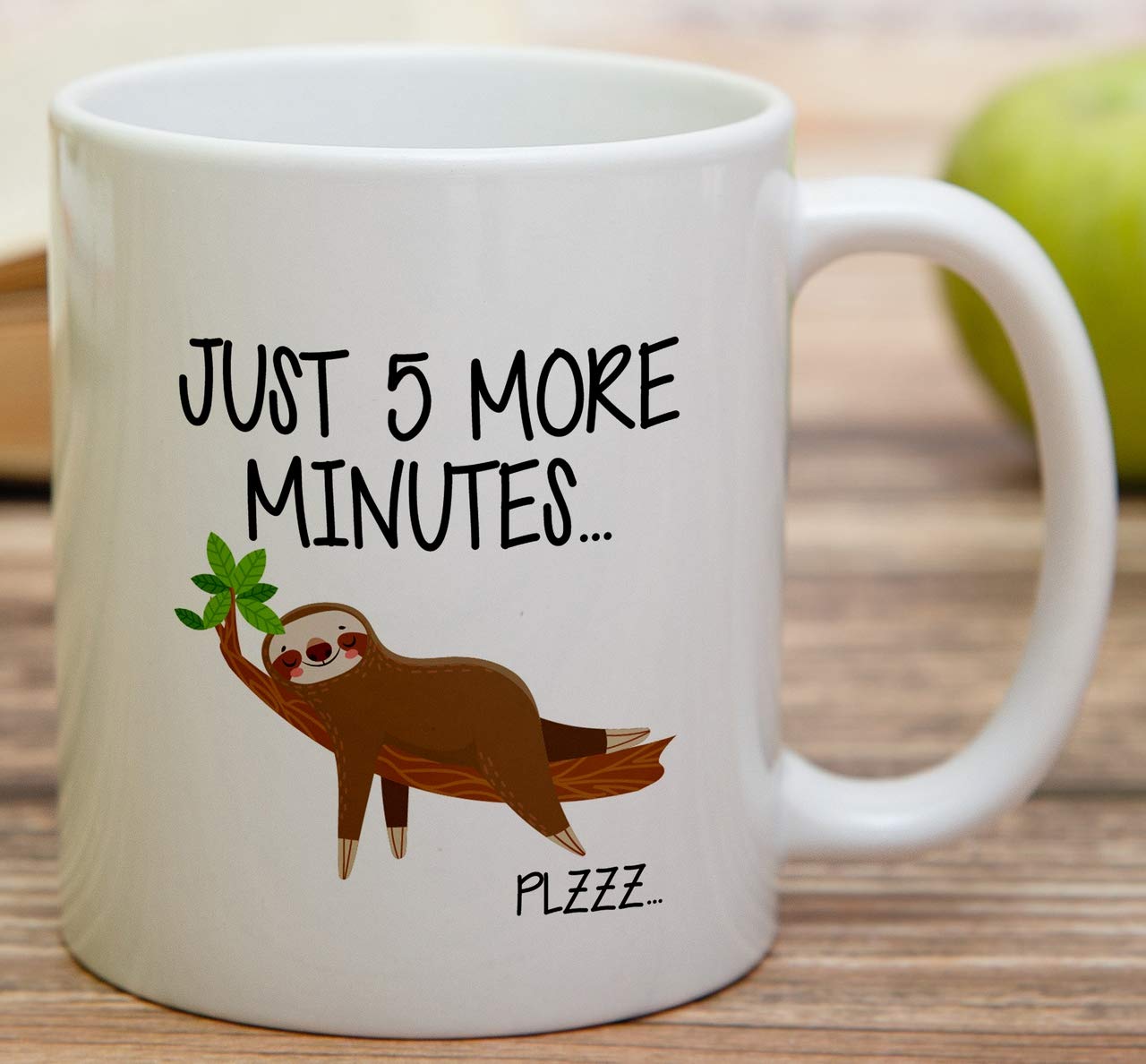 Retreez Funny Sloth Coffee Mug - 11 Oz Ceramic Cup with 'Just 5 More Minutes' Sarcastic Design - Motivational Gift for Friends, Coworkers, Family (Dad, Mom, Sister, Brother) - Perfect for Office, Home & Birthday Celebrations