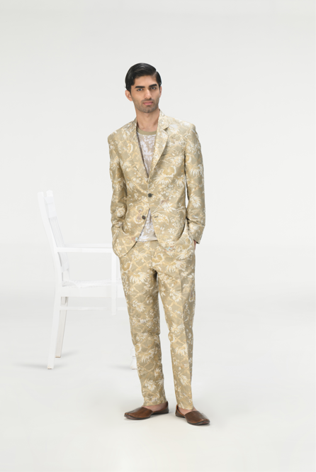 Classic Silk Brocade Trousers in Elegant Oyster Grey | Formal Wear & Special Occasion Outfits