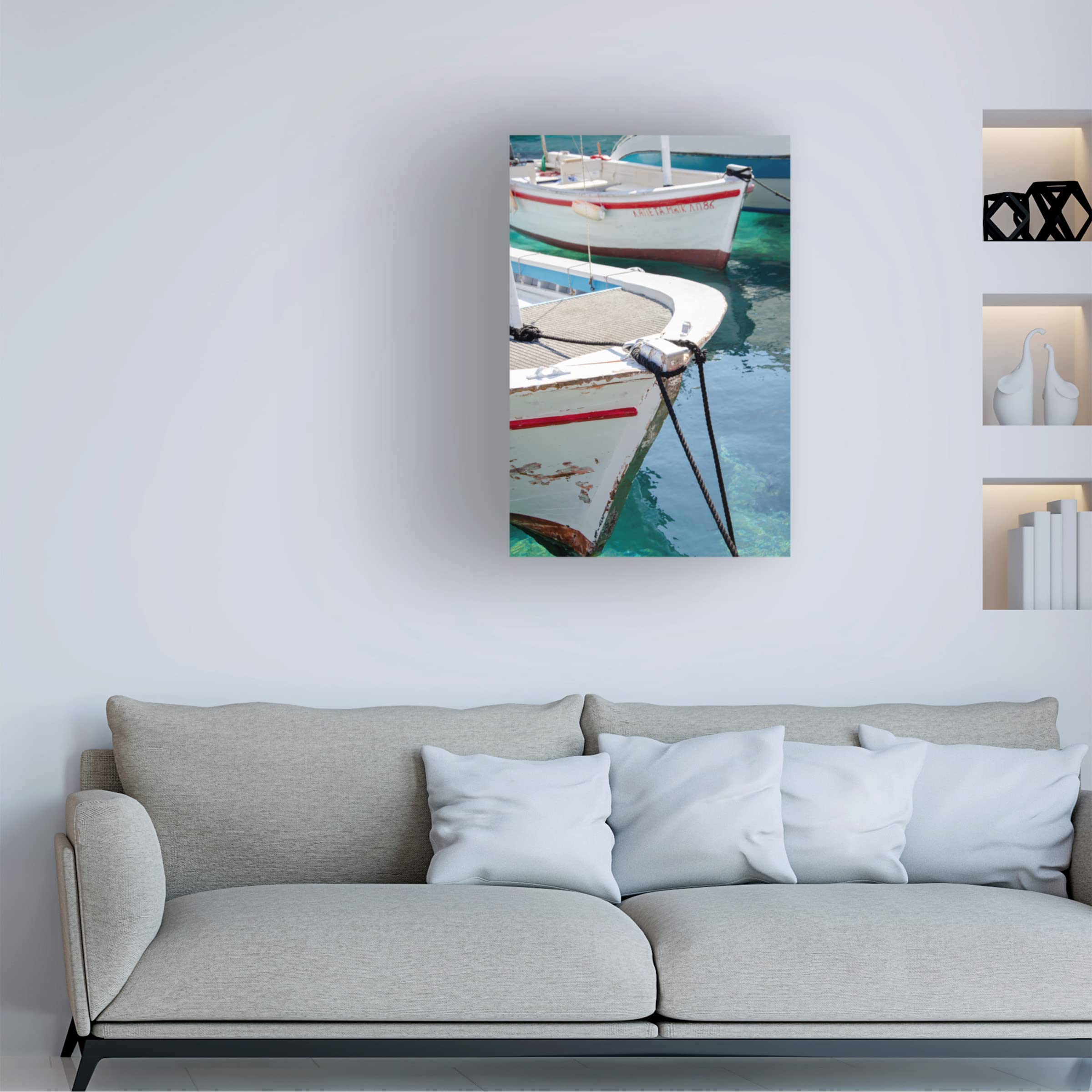 Laura DeNardo 'Workboats of Corfu Greece III' Canvas Wall Art Print - Modern Coastal Decor for Living Room, Bedroom & Office | Trademark Fine Art Collection