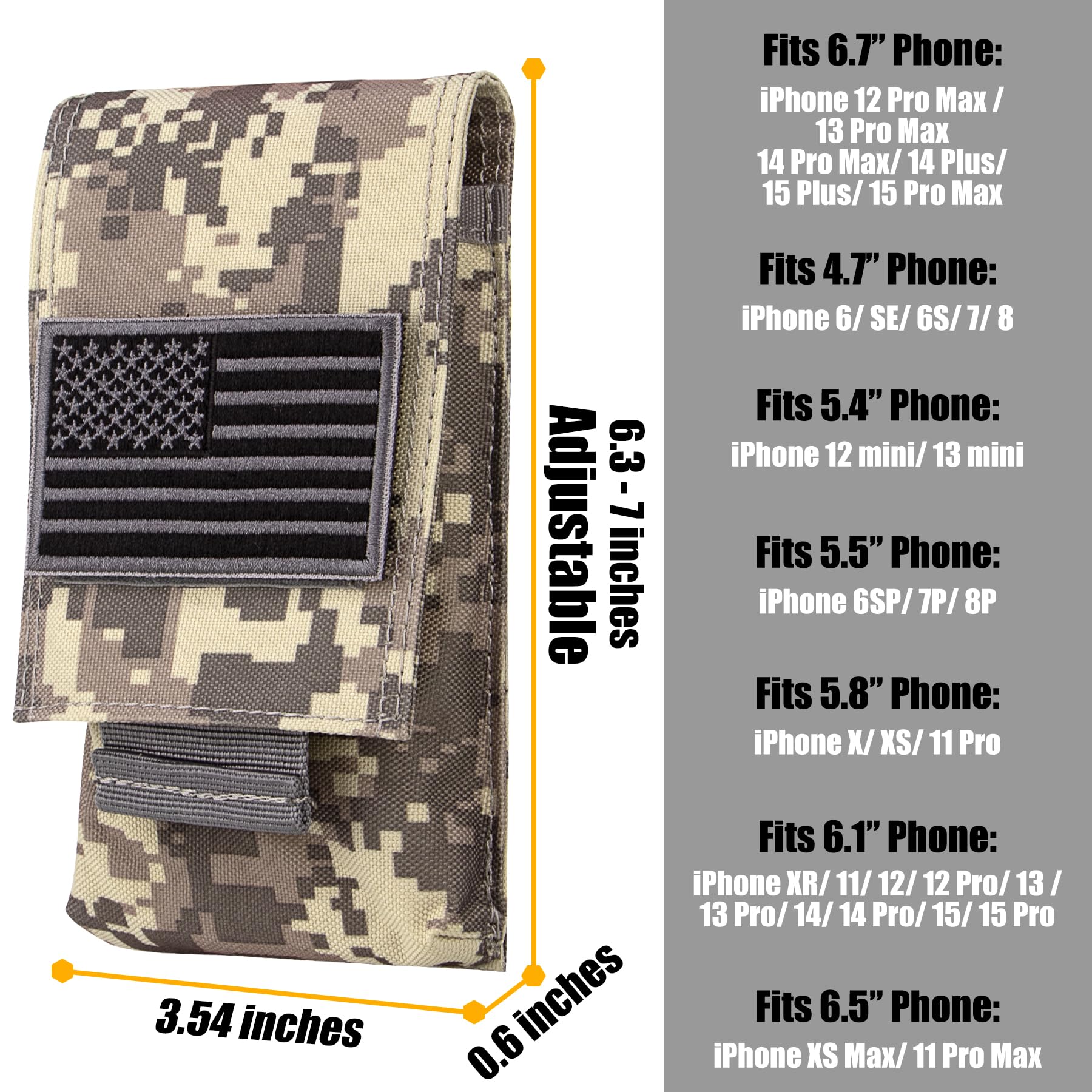 IronSeals Tactical MOLLE Phone Pouch Holster - Waist Belt Pouch with Quick Release Tab for iPhone 16 Pro Max/16 Pro/16/15 Pro Max/14 Pro Max/13 Pro Max/12 Pro Max/11 Pro Max - Perfect for Hiking, Camping & Outdoor Activities