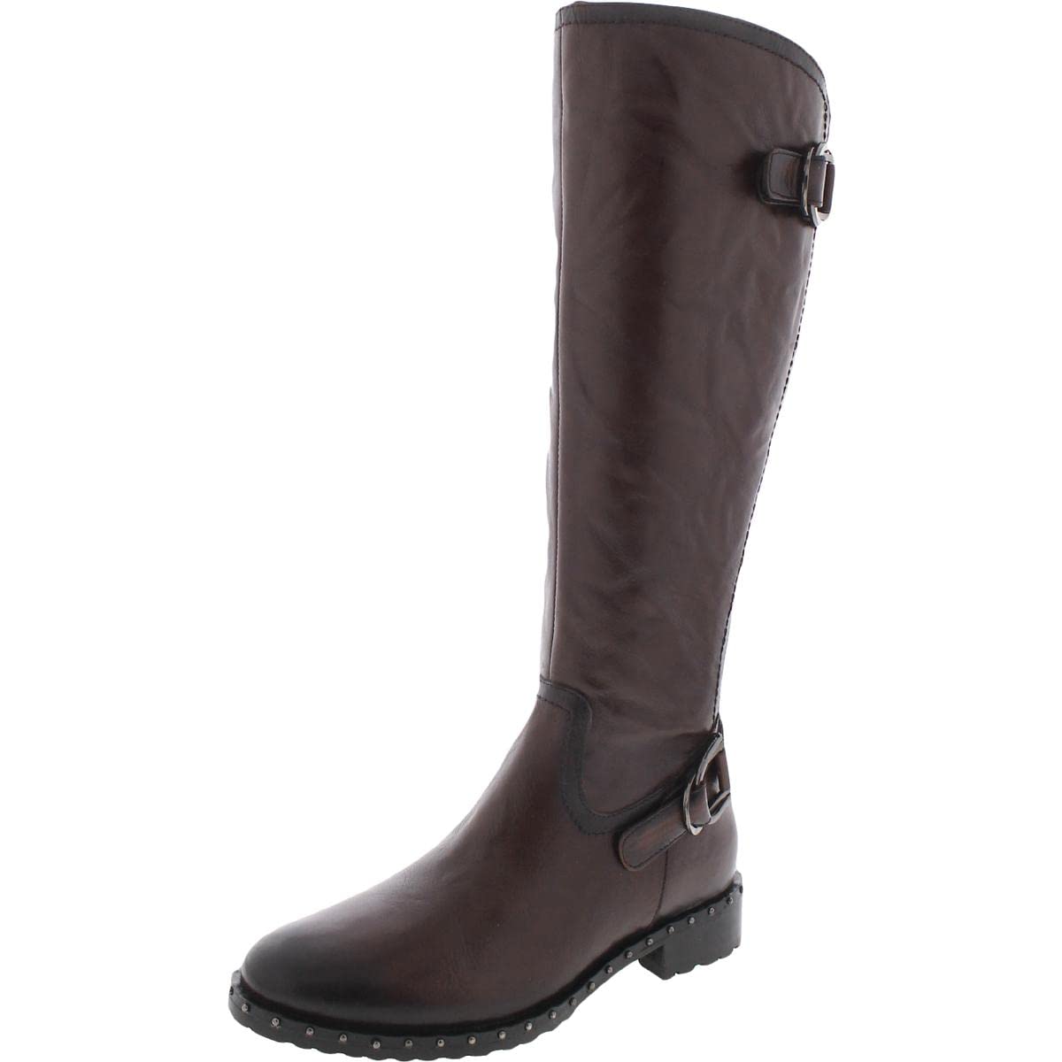 Vintage Foundry Co. Women's Sahara Fashion Casual Leather Knee-High Boots with Zipper & Buckle Closure, Round Toe & Durable Rubber Outsole – Perfect for Fall Outfits, Date Nights & Casual Wear