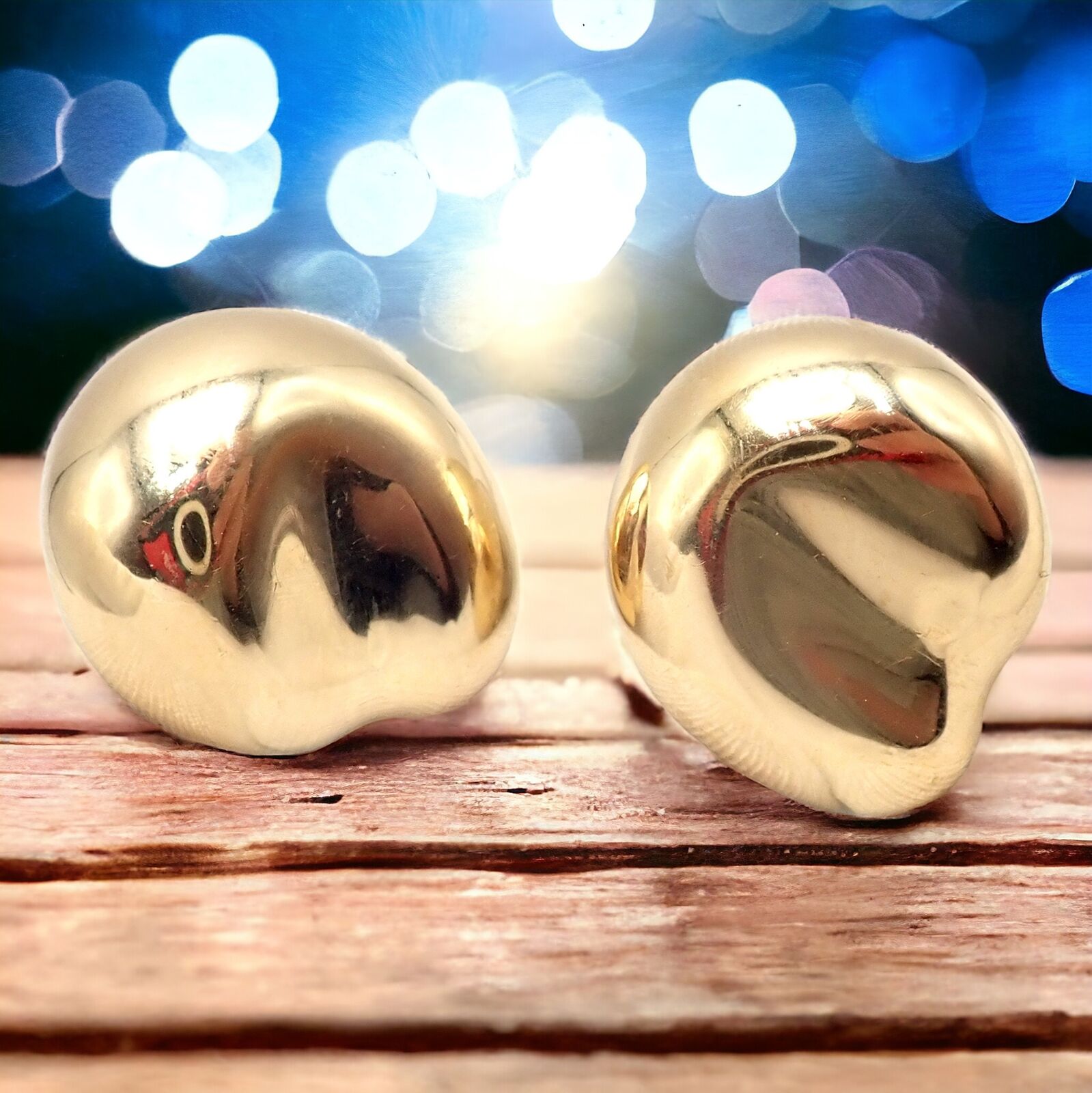 Authentic Tiffany & Co Peretti 18k Yellow Gold Extra Large Thumbprint Earrings - Luxury Gold Hoop Earrings for Women, Perfect for Weddings, Parties & Special Occasions