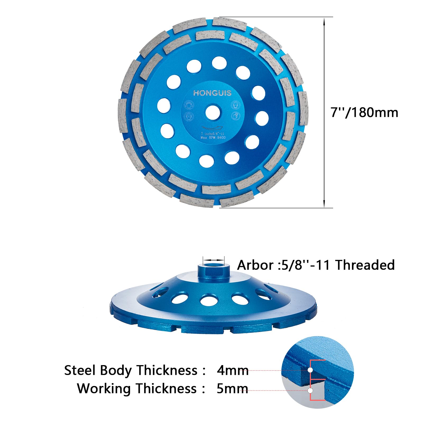 7 Inch Diamond Cup Grinding Wheel with 5/8