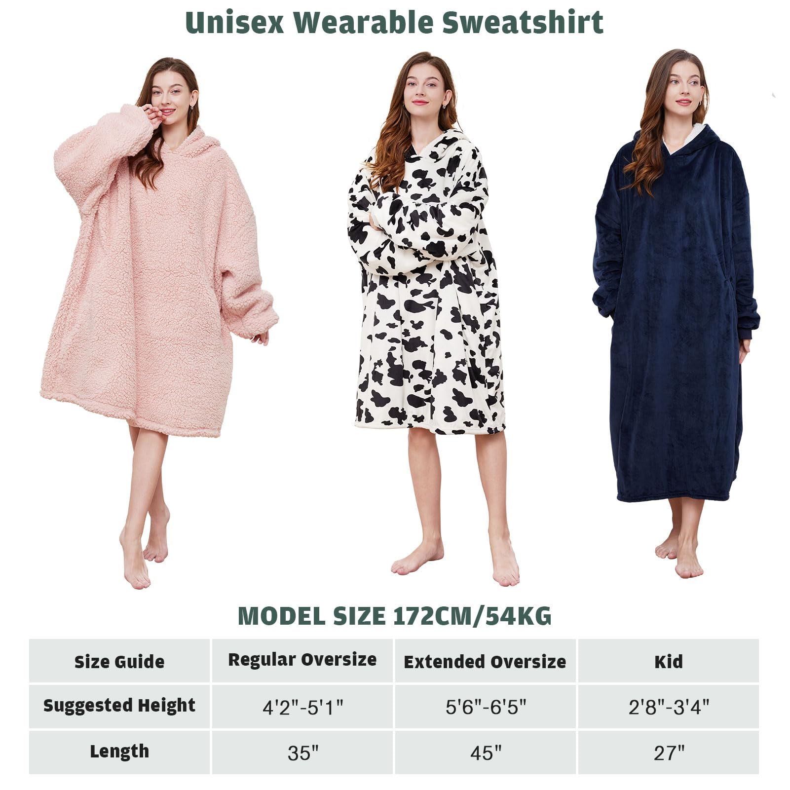 Cozy Sherpa Hooded Blanket Sweatshirt - Oversized Wearable Fleece Hoodie for Women, Men & Kids | Perfect for Lounging, Camping & Cold Weather