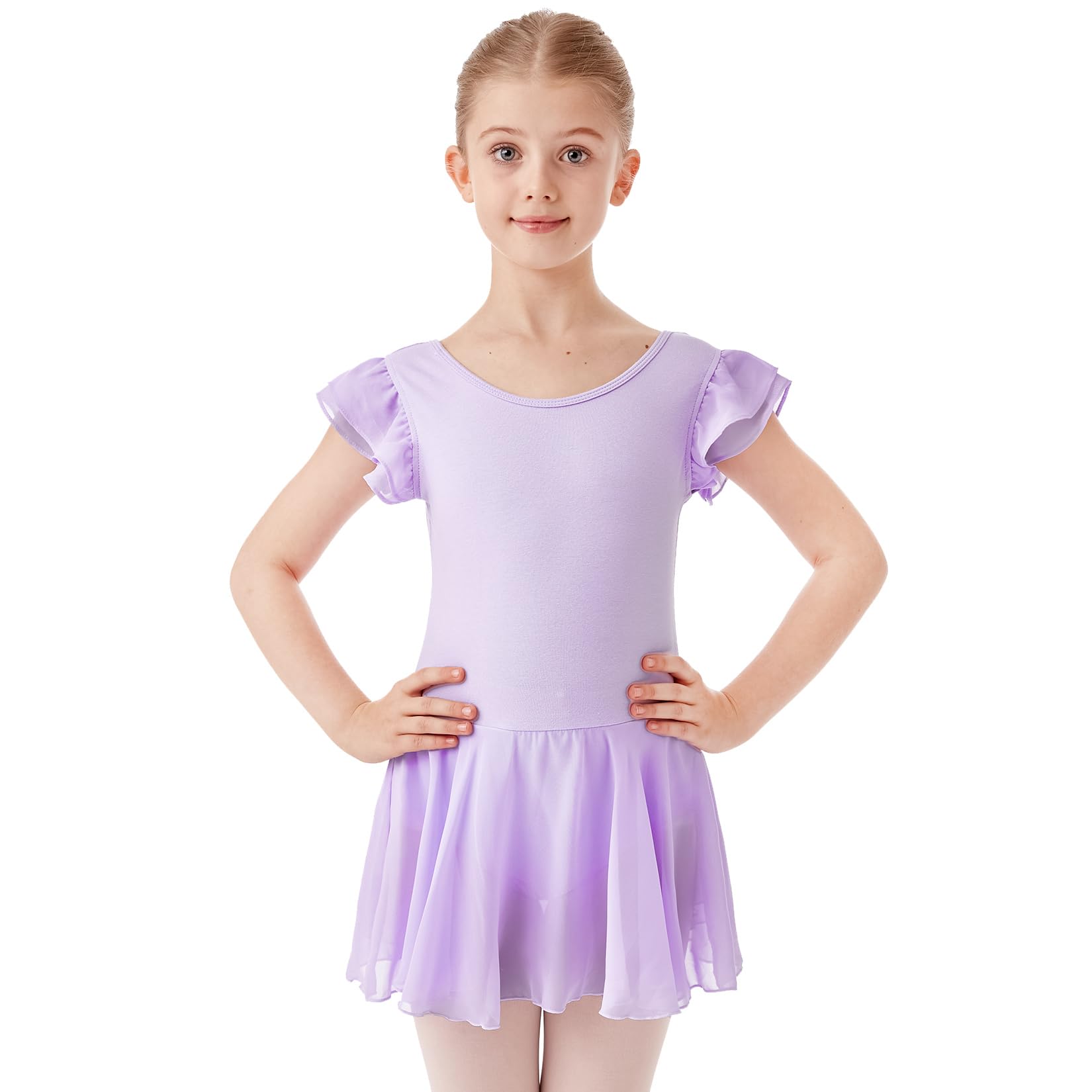 HiDance Girls' Ballet Leotard with Tutu Skirt - Stretchable Dancewear for Ballet, Recital & Performance - Perfect for Ballet Class, Dance Competition & Stage Shows