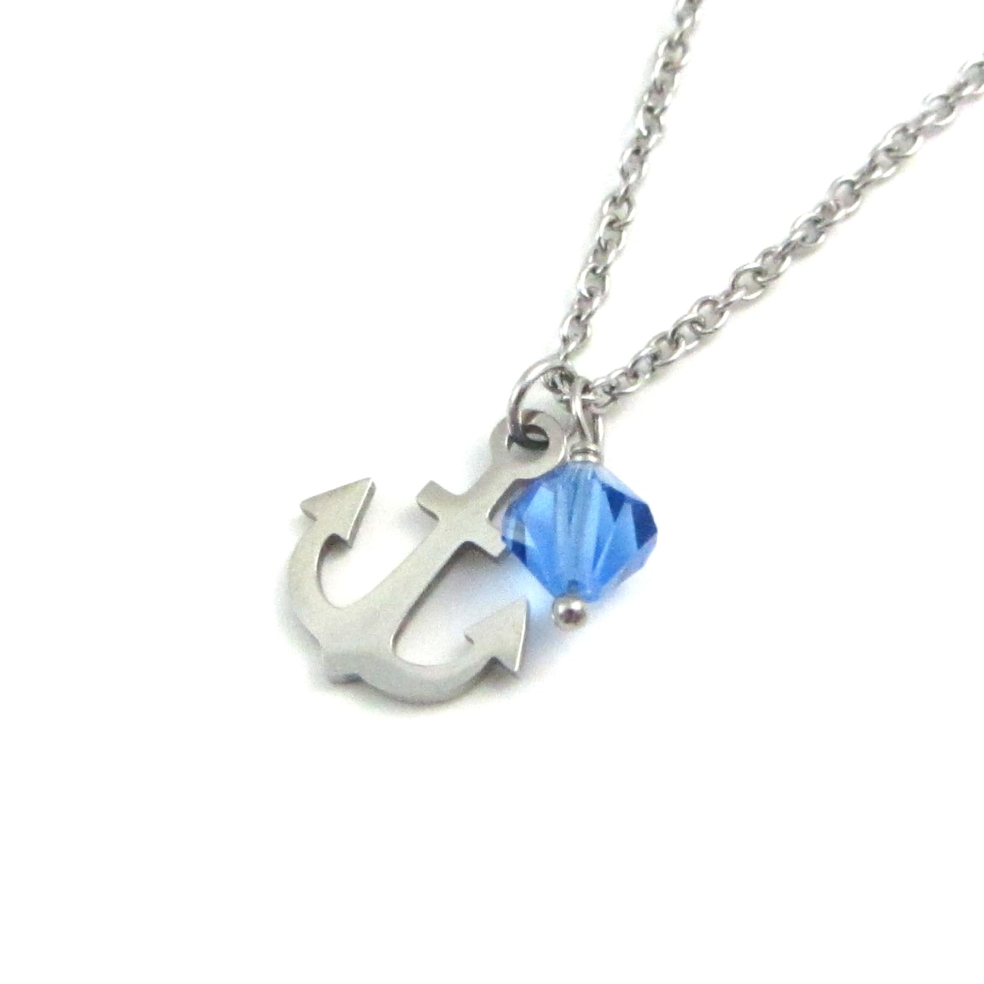 Personalized Stainless Steel Anchor Birthstone Crystal Charm Necklace - Perfect Gift for Birthdays, Anniversaries & Special Occasions