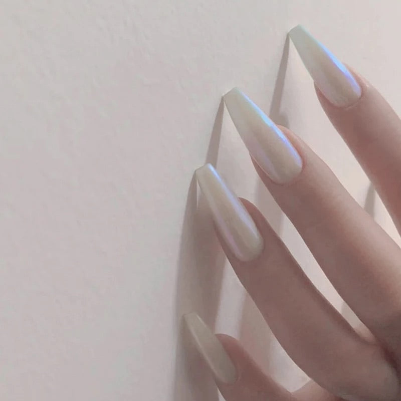 Long Coffin Shaped Fake Nails - European Style Press on Nails with Glossy Finish - Perfect for Parties, Weddings & Special Occasions