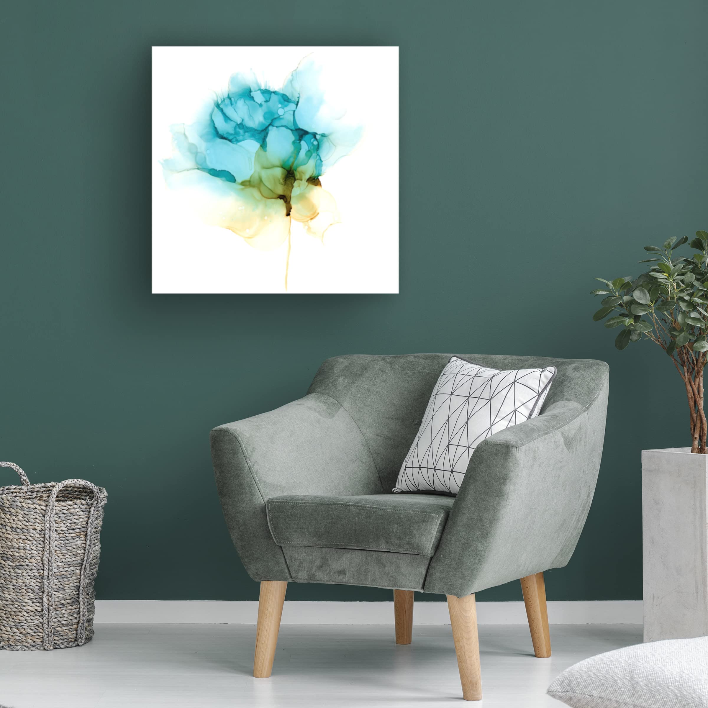 Jennifer Goldberger 'Blooming Cyan I' Canvas Wall Art Print - Modern Floral Home Decor for Living Room, Bedroom & Office | Trademark Fine Art Collection