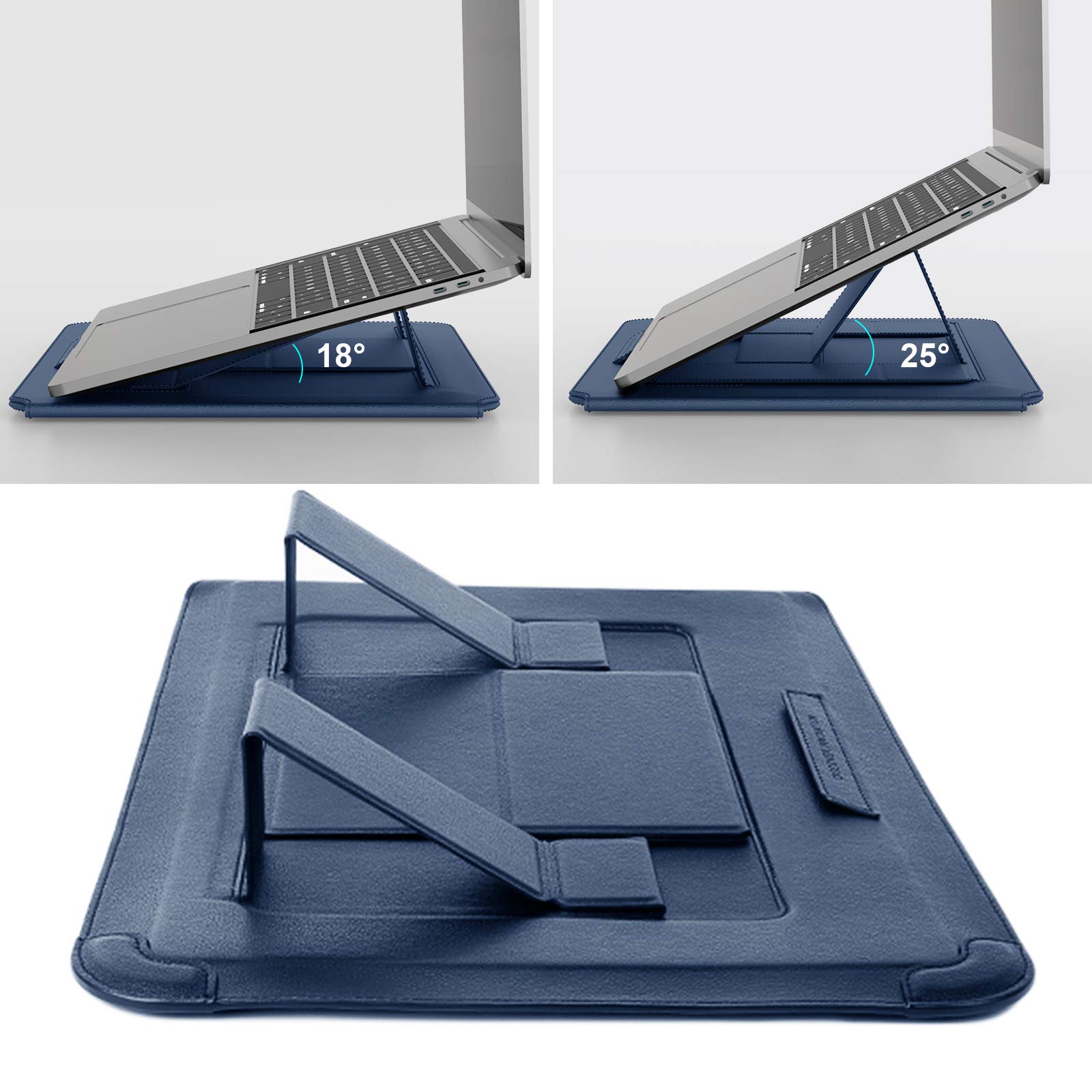 Nillkin 15.6 Inch Laptop Sleeve for MacBook Air M4/Pro 16/HP/Dell/Asus - Slim Protective Case with Built-in Stand & Mouse Pad, 2 Adjustable Angles, Lightweight & Durable (Blue) - Perfect for Work, Travel & School Use
