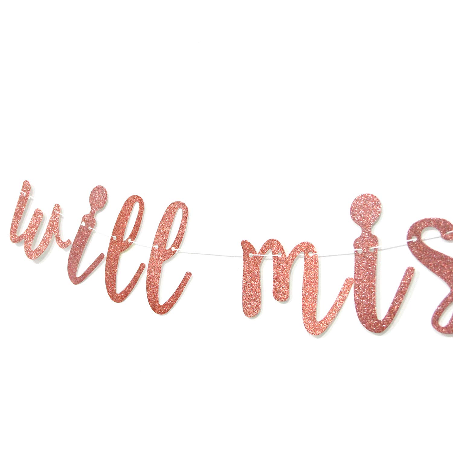 Rose Gold Glitter 'We Will Miss You' Banner - Retirement Party Decorations Sign for Going Away & Farewell Parties - Office Work Celebration Decor - Perfect for Retirement, Goodbye & Office Sendoff Events