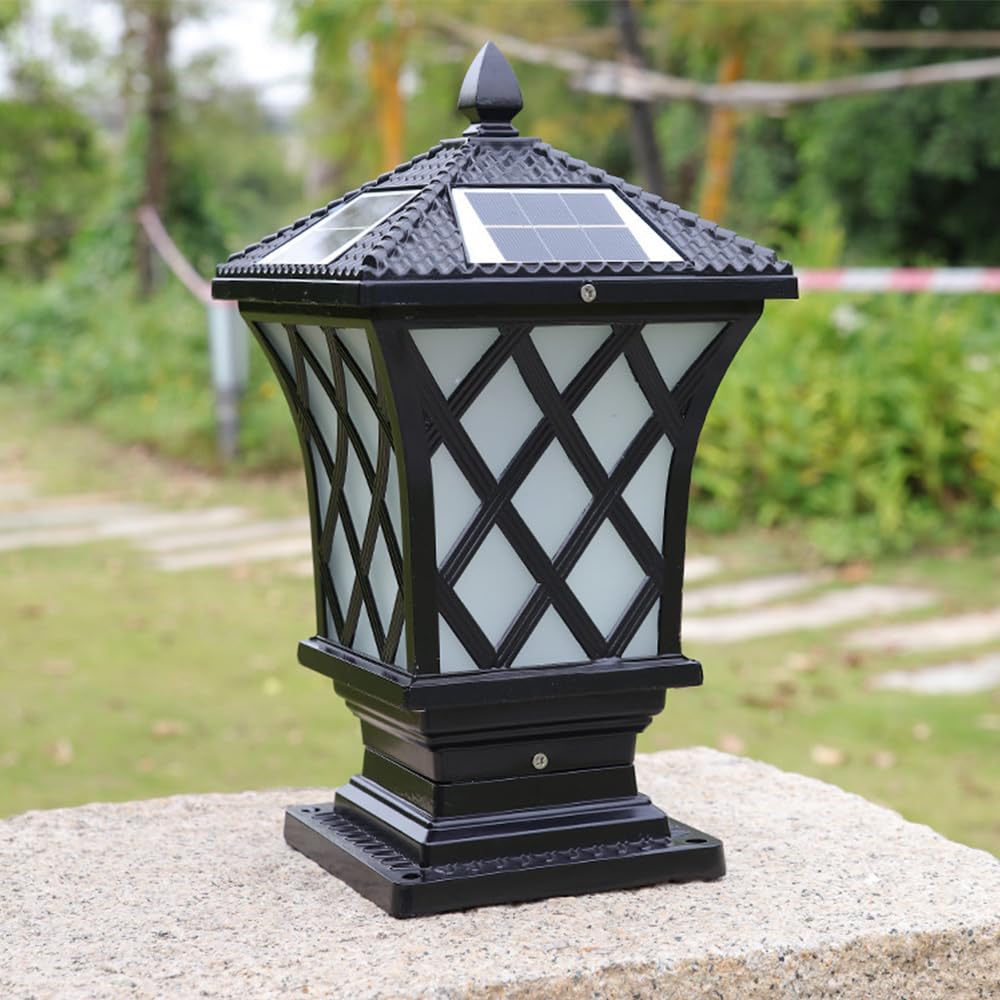 Solar LED Post Cap Light - Dimmable Outdoor Pillar Light, IP65 Waterproof Black Aluminum Column Lamp for Garden, Fence & Pathway Lighting | Perfect for Patio, Deck & Landscape Decoration