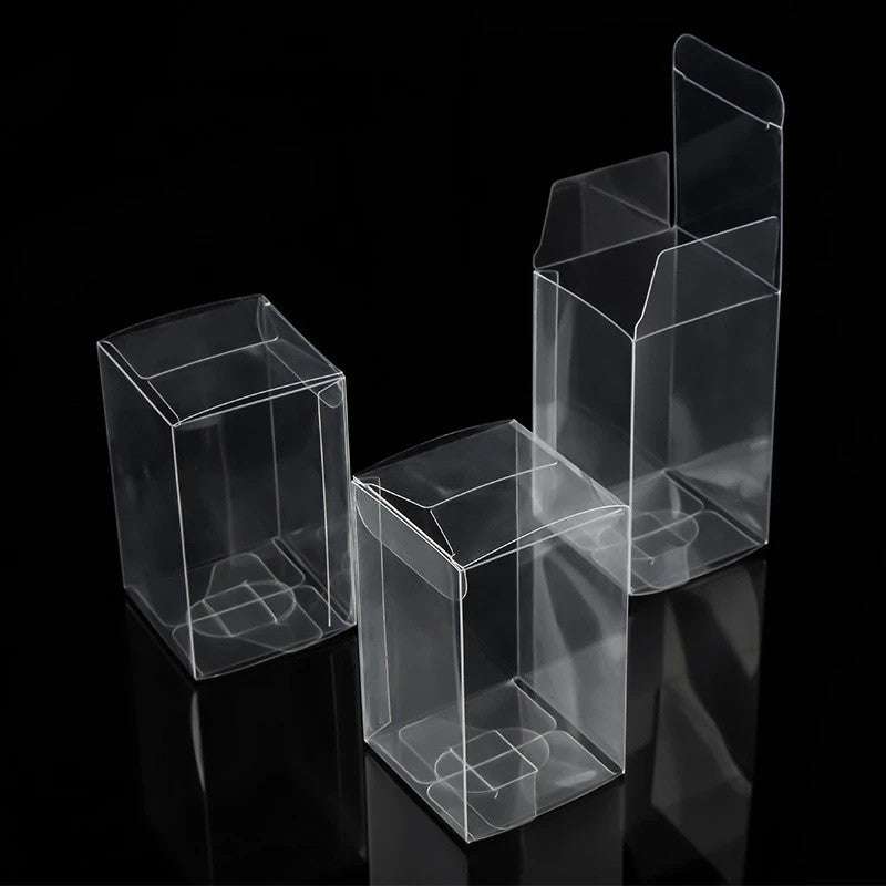100 Pack 5x8cm Clear PVC Plastic Folding Gift Boxes - Small Rectangle/Square Jewelry Packaging for Wedding, Party Favors, Candy, Chocolate & Soap | Perfect for DIY Crafts, Retail Display & Gift Wrapping