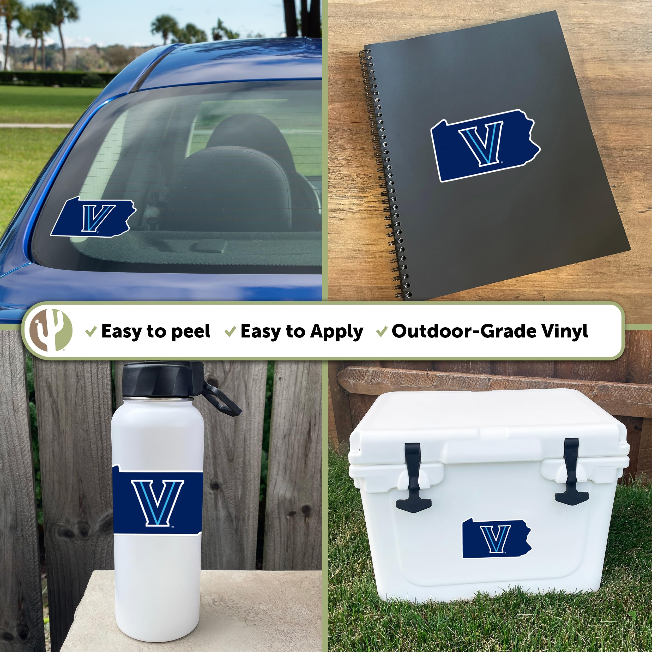 Desert Cactus Villanova University Wildcats Vinyl Decal Sticker - Waterproof Laptop, Water Bottle, Car, Scrapbook Decor - Perfect for College Dorm, School Spirit & Fan Gifts