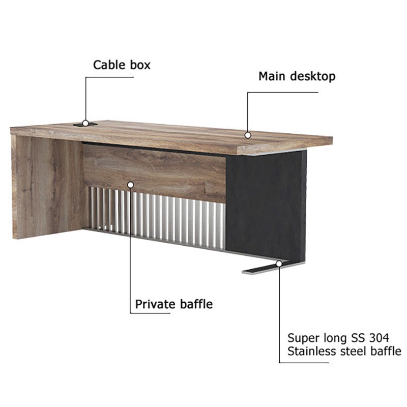 AFTAN 180cm Reception Desk Right Panel in Warm Oak & Black - Modern Office Furniture for Professional Workspaces & Lobby Areas