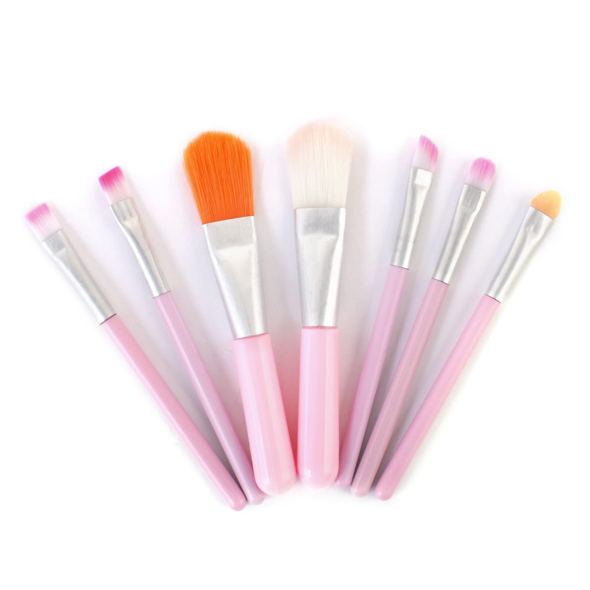 Premium Synthetic Makeup Brush Set - 7 Piece Professional Cosmetic Brush Kit with Travel Case (Light Pink) | Perfect for Makeup Artists, Beginners & On-The-Go Beauty