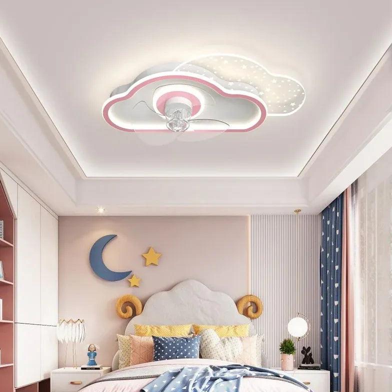 Modern Transparent Cloud LED Ceiling Fan with Light - Energy Efficient Smart Fan for Bedroom, Living Room & Office