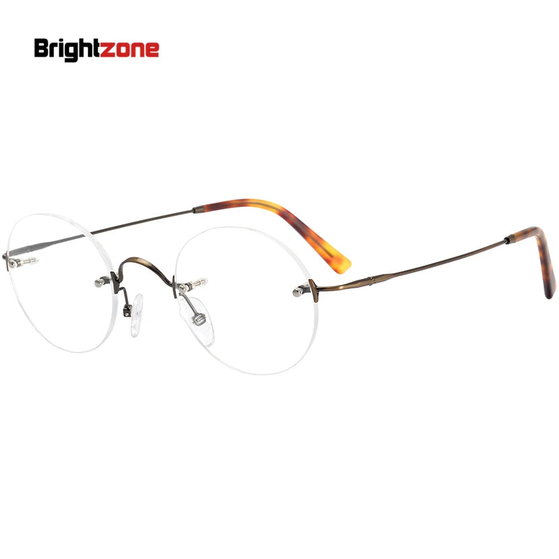 Brightzone Women's Rimless Round Titanium Eyeglasses - Lightweight & Durable Frame for Everyday Wear | Perfect for Office, Reading & Fashion Accessories