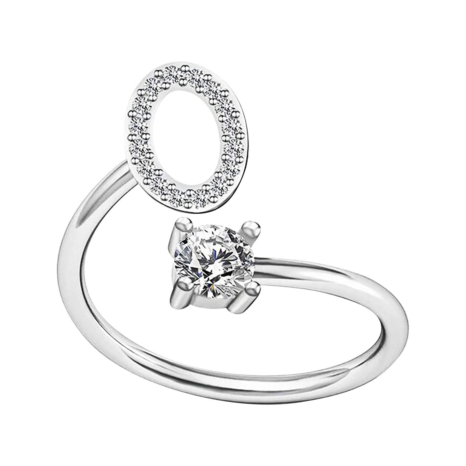 A to Z Alphabet Ring Couple - Silver & Gold Stackable Adjustable Letter Ring Charm Initial Band for Women - Perfect for Gifts, Engagements, Anniversaries & Everyday Wear