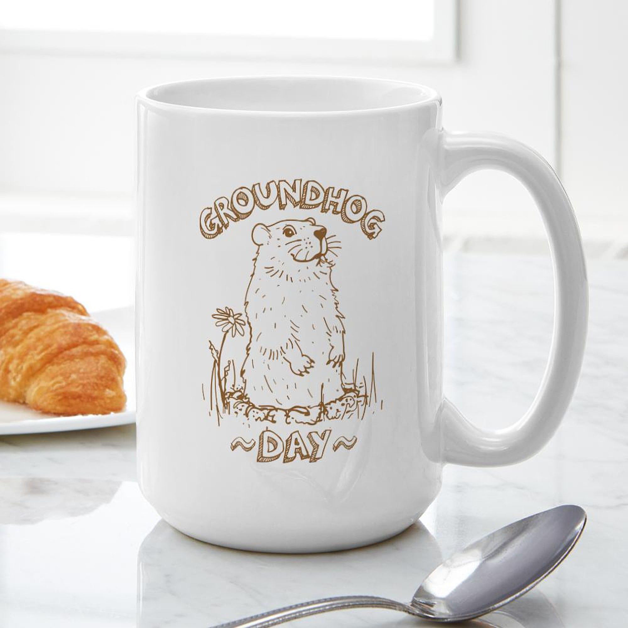 Groundhog Day 15 oz (444 ml) Ceramic Coffee Mug - Funny Novelty Gift for Coffee Lovers - Perfect for Office Use, Home Decor & Holiday Celebrations