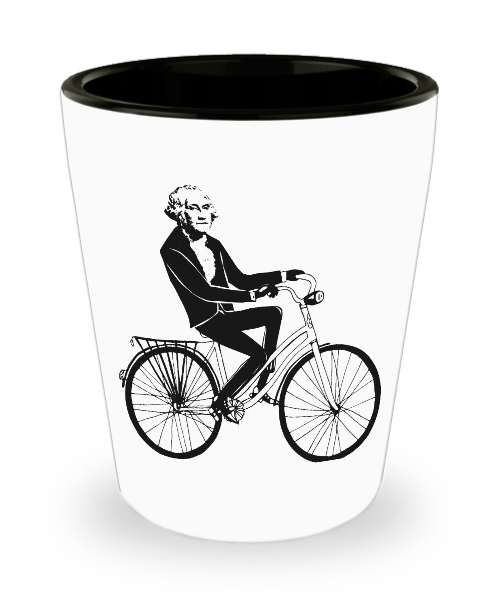 George Washington Shot Glass - Patriotic Collectible with Unique Bicycle Design | Perfect for Parties, Gifts & Historical Memorabilia Collectors
