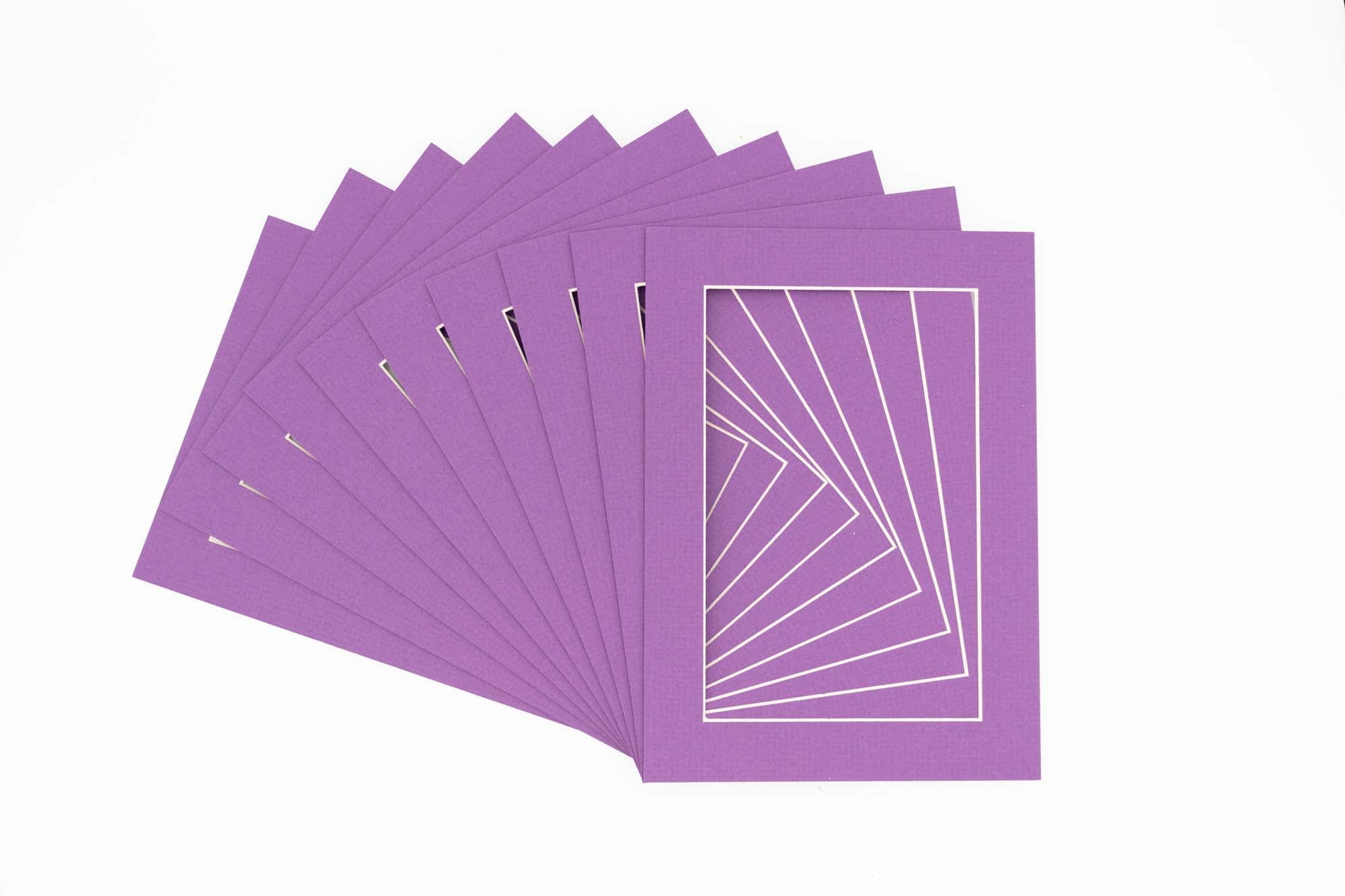 CountryArtHouse 16x20 Acid-Free Dark Purple Picture Frame Mats - White Core Bevel Cut for 11x14 Photos (Fits Standard 16x20 Frames) - 10-Pack with Protective Bags & Backing Boards - Perfect for Home Decor, Art Displays & Photo Galleries