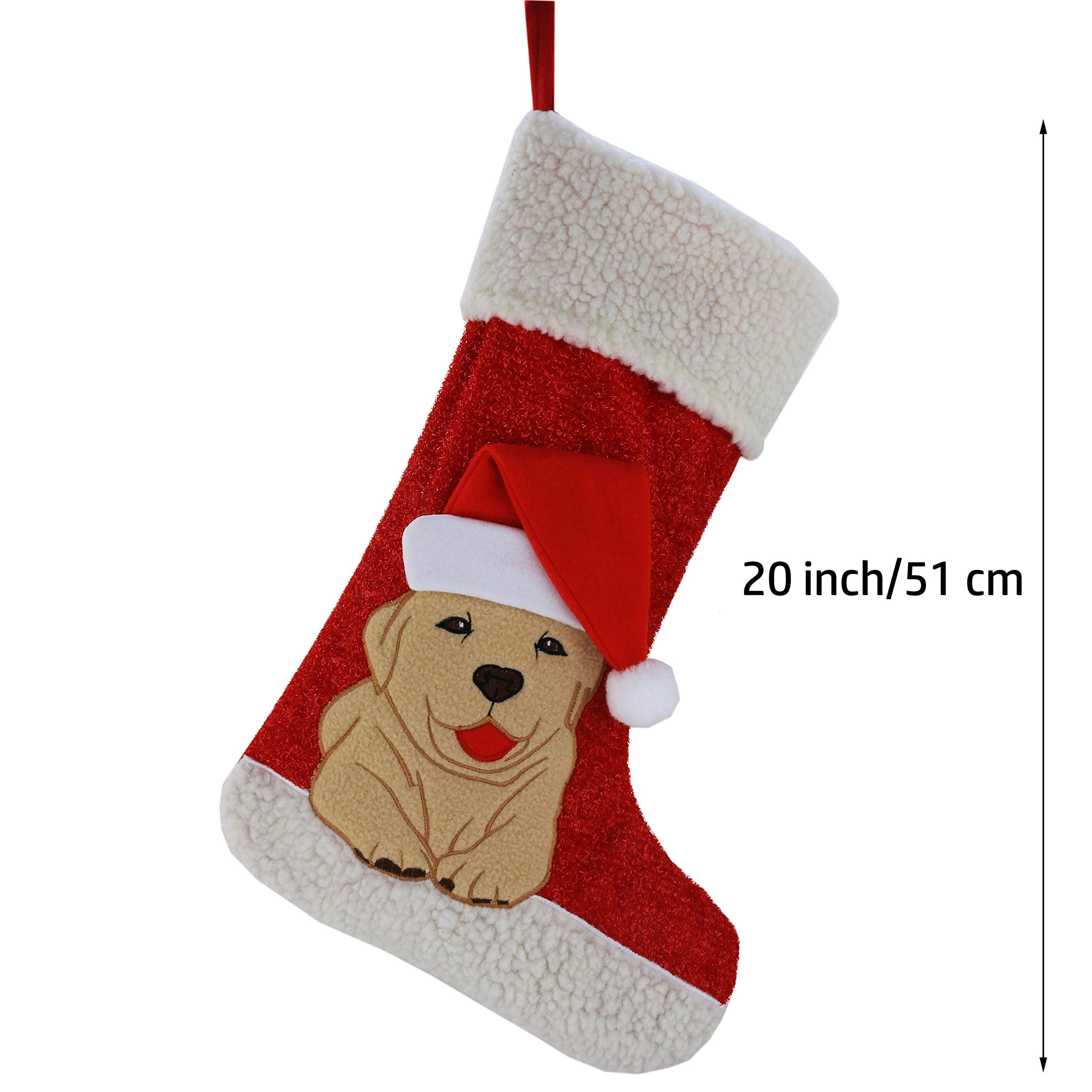 WEWILL 20 Inch Adorable Dog Christmas Stockings - Embroidered Pet Stocking for Puppies, Holiday Gift for Dog Lovers | Perfect for Christmas Decor, Pet Gifts & Festive Home Decor