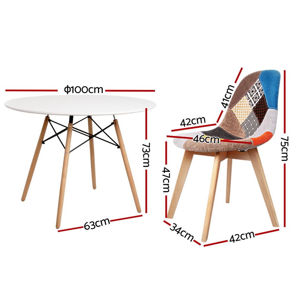 Artiss 5-Piece White DSW Dining Table and Chairs Set - Modern Kitchen & Breakfast Nook Furniture for Small Spaces