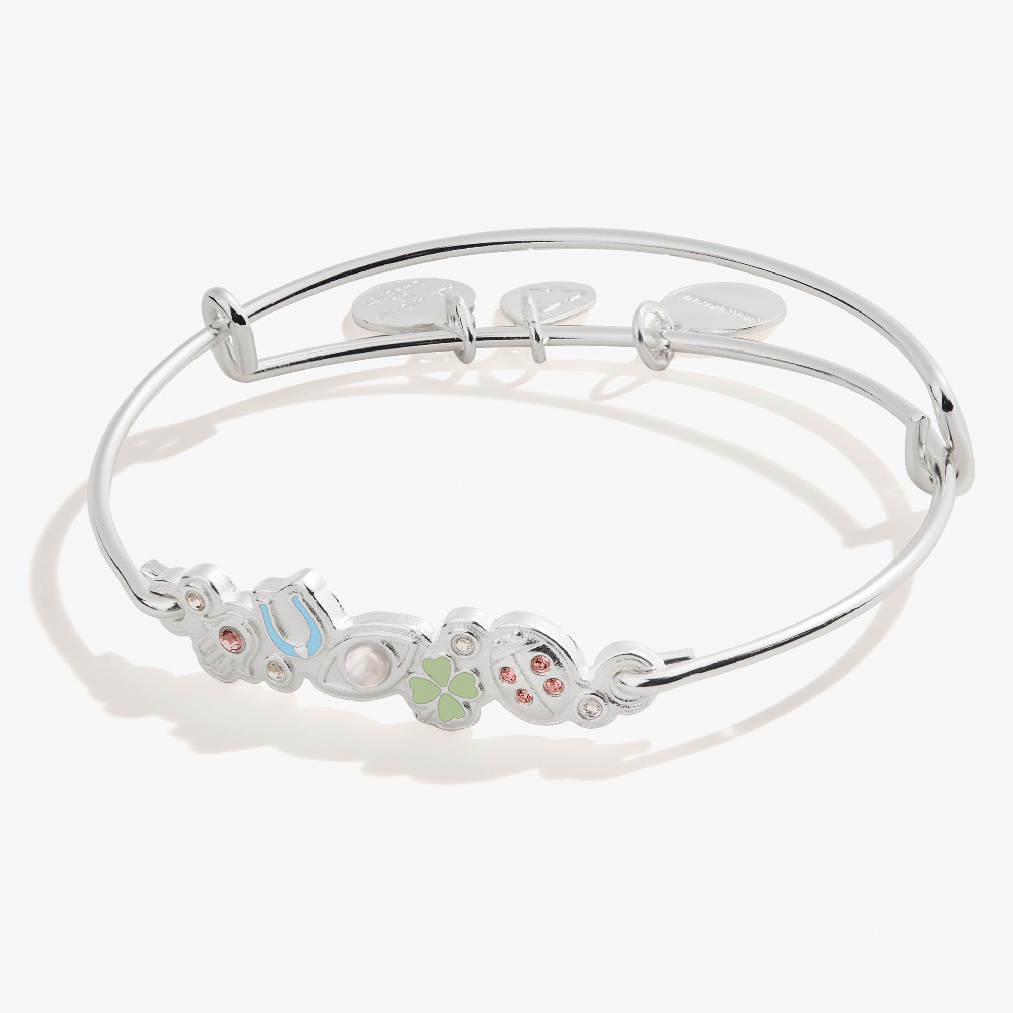 Abundant Blessings Inline Bangle Bracelet - Elegant Adjustable Silver Jewelry for Women | Perfect for Weddings, Parties & Everyday Wear