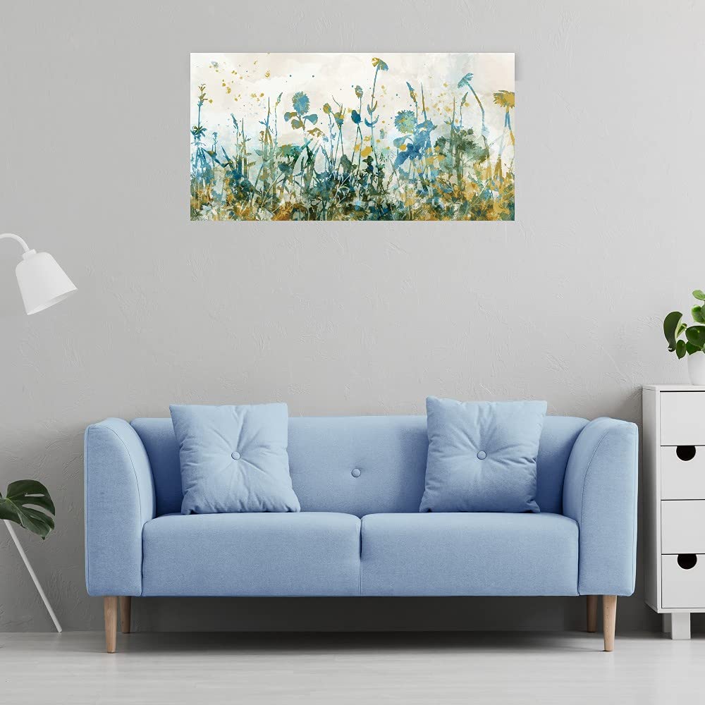 Hand-Painted Meadow Flowers Canvas Wall Art - 40x21 Inch Floral Landscape Painting for Bathroom & Living Room Decor | Premium Gallery-Wrapped Canvas Print by Artist Studio Arts | Perfect for Home, Office & Gift Giving