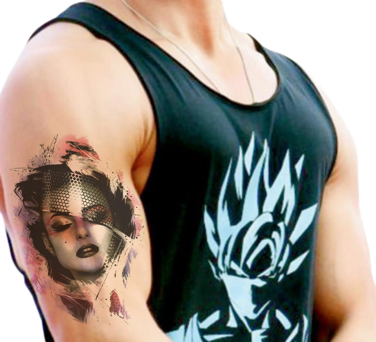 Waterproof Temporary Tattoo Stickers for Men & Women - 3D Realistic Flowers, Butterflies, Stars, Angels, Wolves & Armband Designs (21x15cm) - Perfect for Parties, Halloween, Cosplay & Body Art