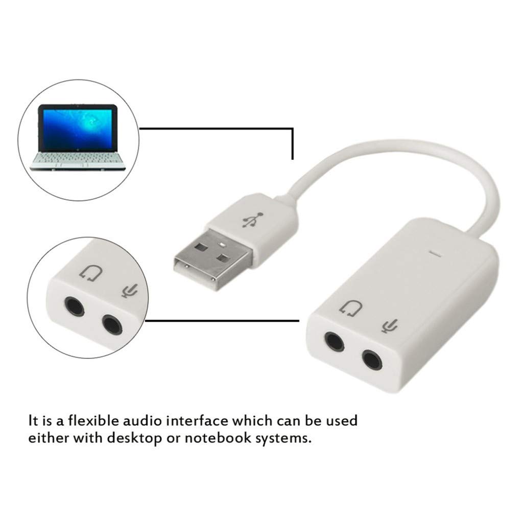 WILDCROC USB Sound Card - 7.1 Channel External Audio Adapter with 3.5mm Headphone & Mic Jack for PC, Laptop, Mobile | High-Quality Stereo Sound for Gaming, Music & Video Calls