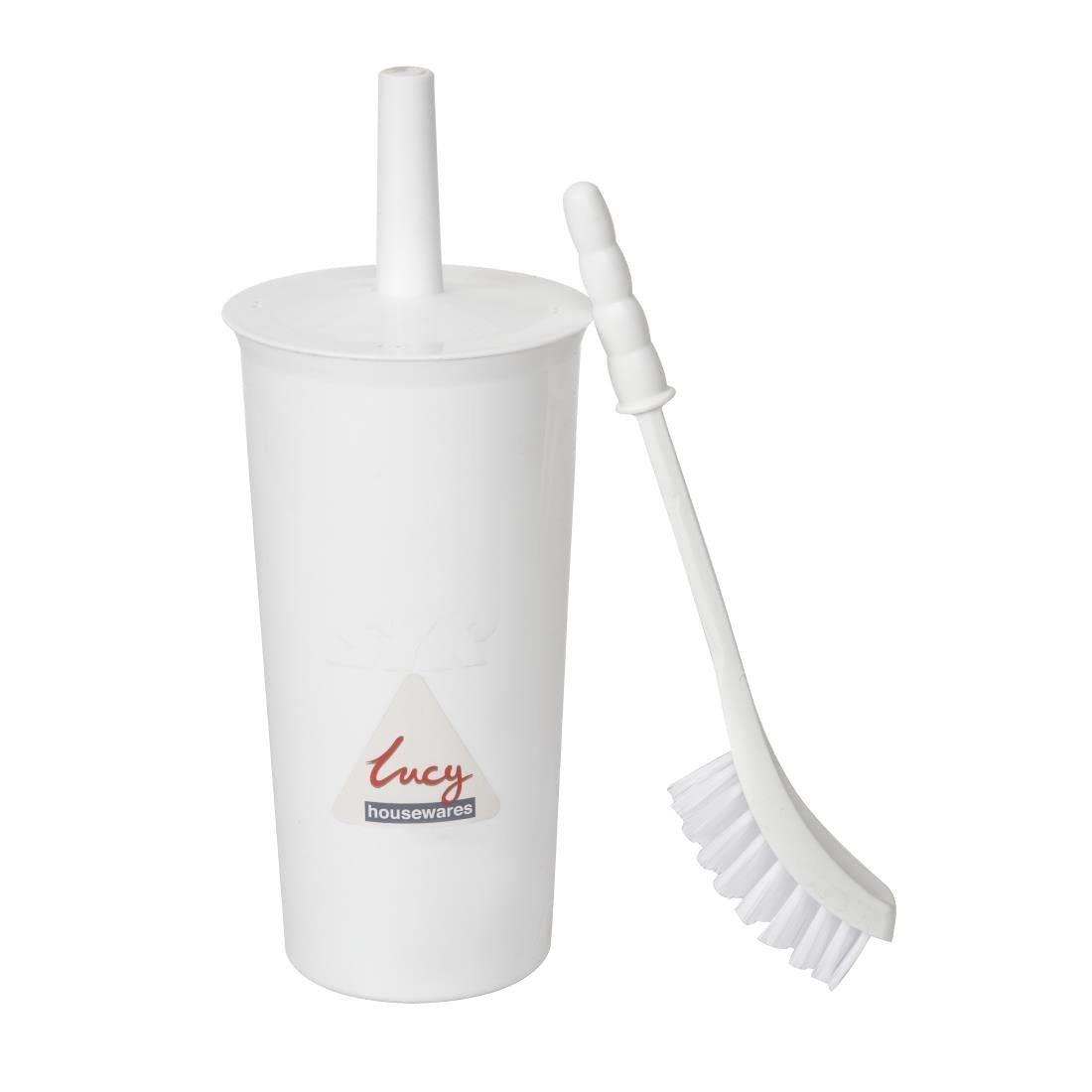 White Toilet Brush and Holder Set - Durable Bathroom Cleaning Tool for Home & Office Use [L569]