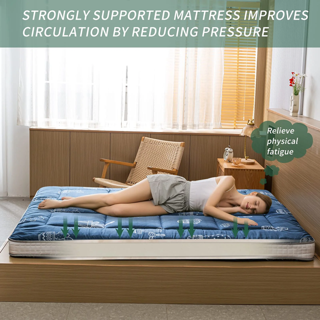 MAXYOYO Japanese Futon Mattress - Thick Padded Floor Mattress for Camping, Guest Bed & Couch | Portable Tatami Style Sleeping Mat for Indoor/Outdoor Use
