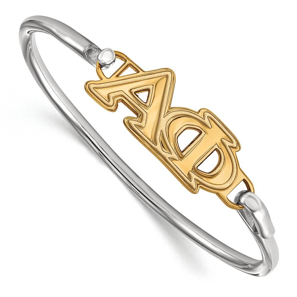 Sterling Silver Alpha Phi Small Hook & Clasp Bangle Bracelet - Perfect for Sorority Gifts, Sisterhood Jewelry & Everyday Wear