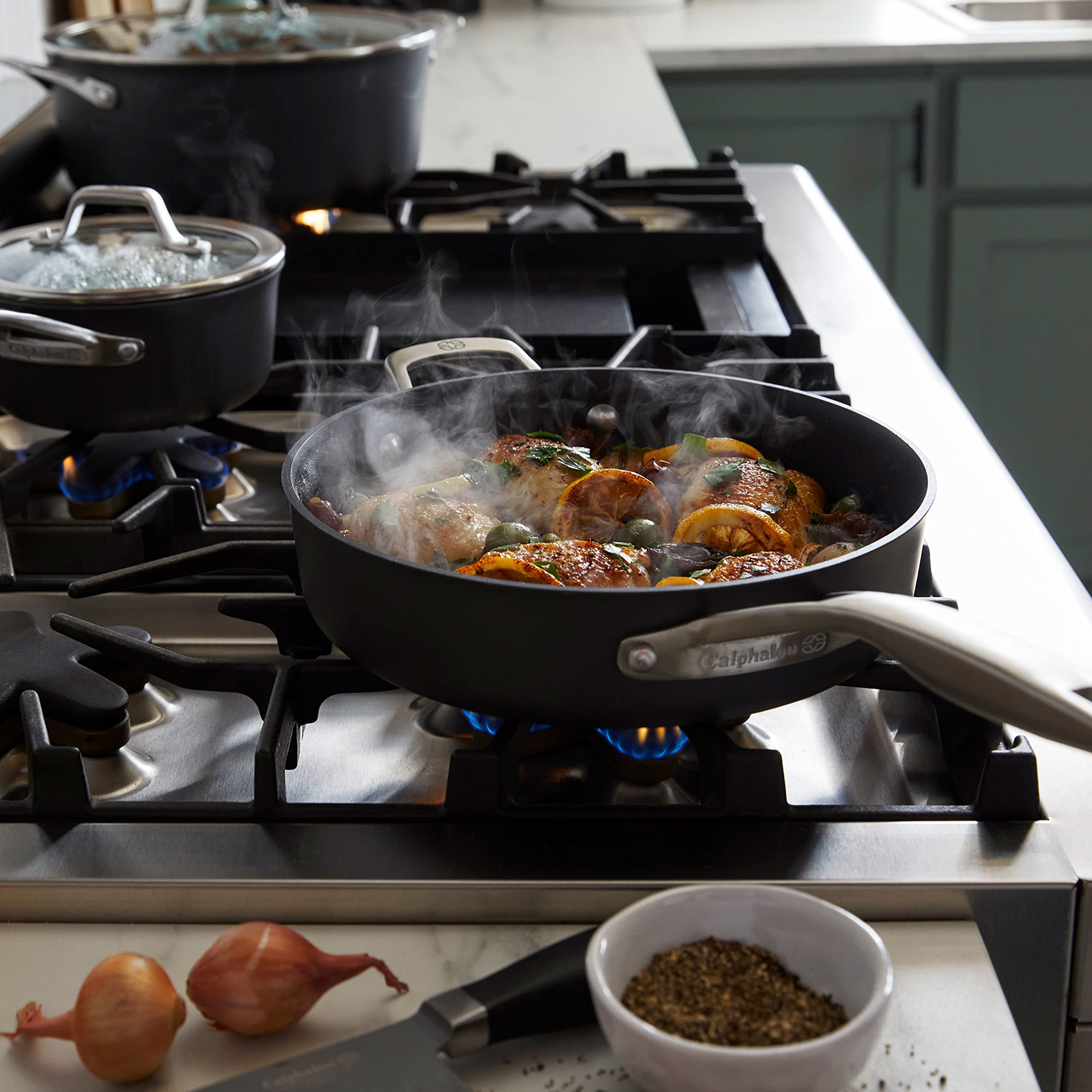 Calphalon Premier Hard-Anodized Nonstick 11-Piece Cookware Set - Pots & Pans with MineralShield Technology, Oven & Dishwasher Safe, Durable Kitchen Essentials for Baking, Frying & Everyday Cooking