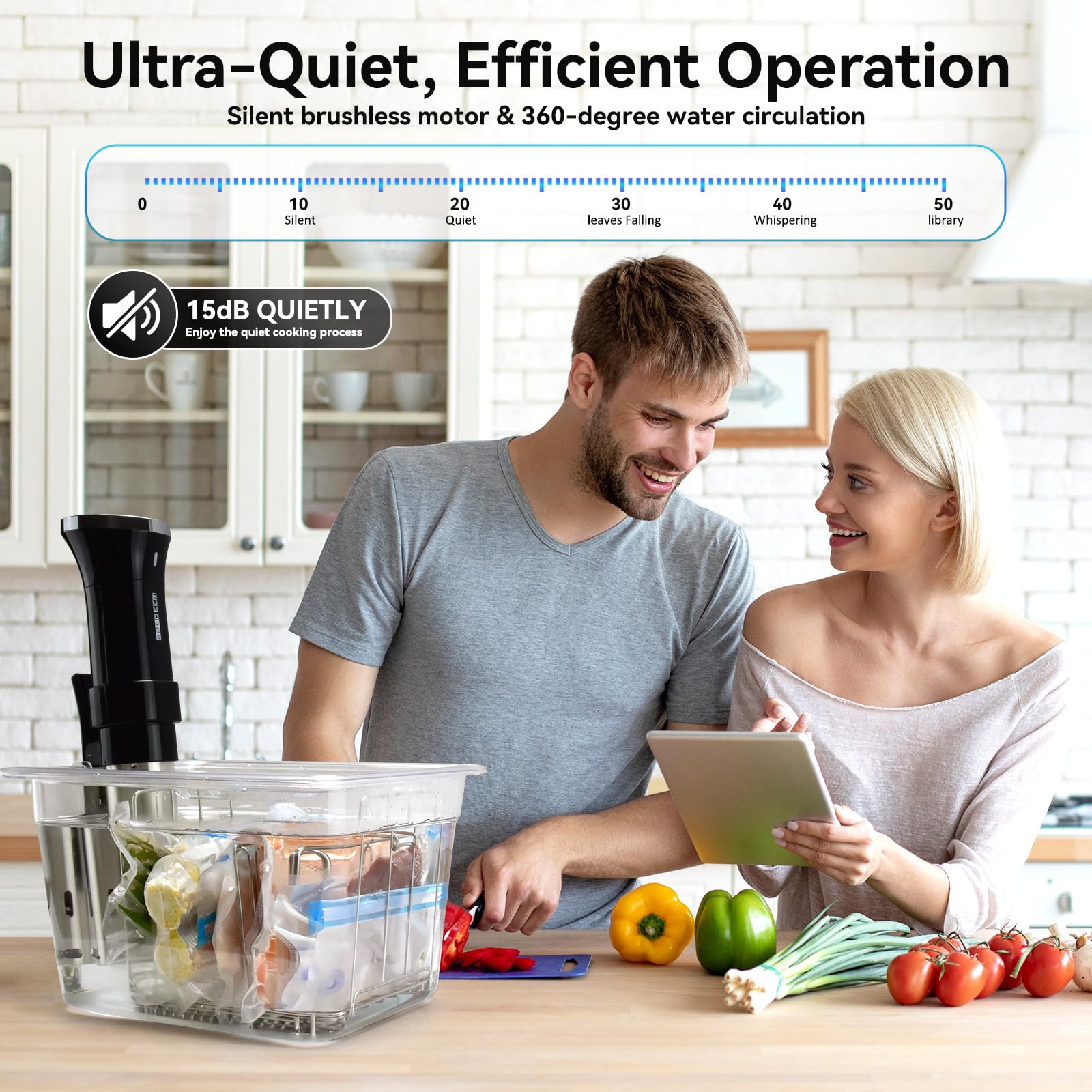 1100W WiFi Sous Vide Cooker with Touch Screen - Precision Immersion Circulator for Tender, Juicy Meals | Accurate Temperature Control | Perfect for Home Kitchens, Restaurants & Meal Prep