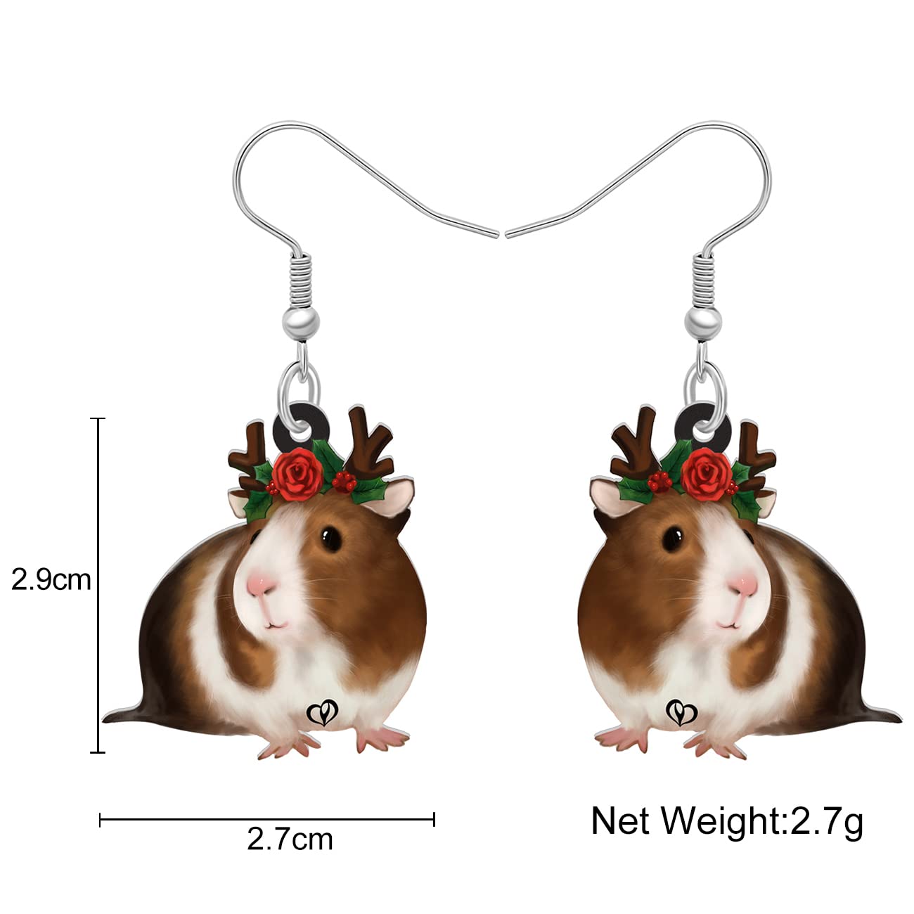 NEWEI Guinea Pig Earrings for Women - Dangle Jewelry Gifts for Guinea Pig Lovers, Christmas, Graduation & Birthday - Perfect for Animal Lovers & Pet Owners