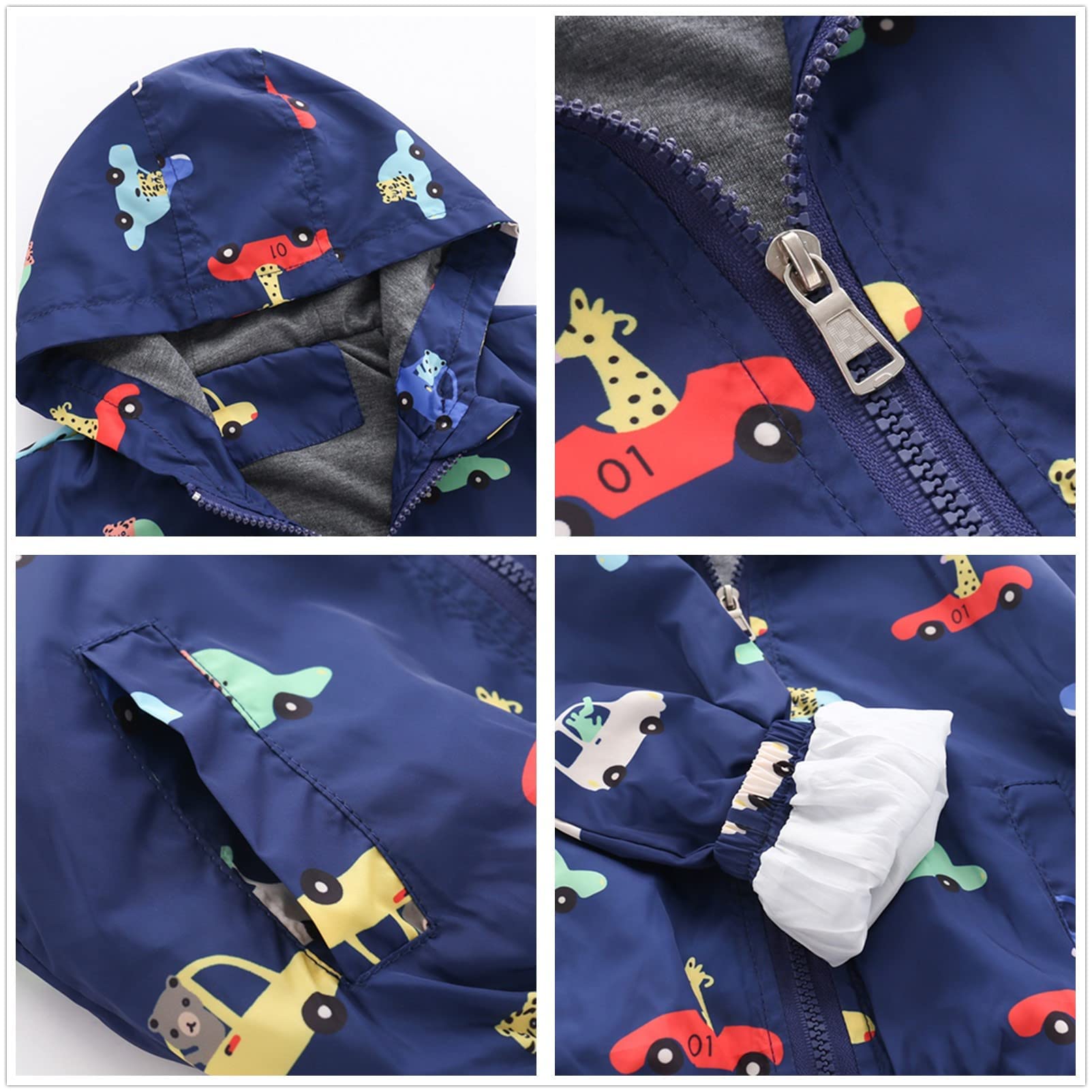 Dinosaur Hooded Windbreaker Jacket for Toddler Boys 1-6 Years - Lightweight Kids Outerwear for Spring & Fall - Perfect for Outdoor Play, Park Adventures, and Preschool Activities