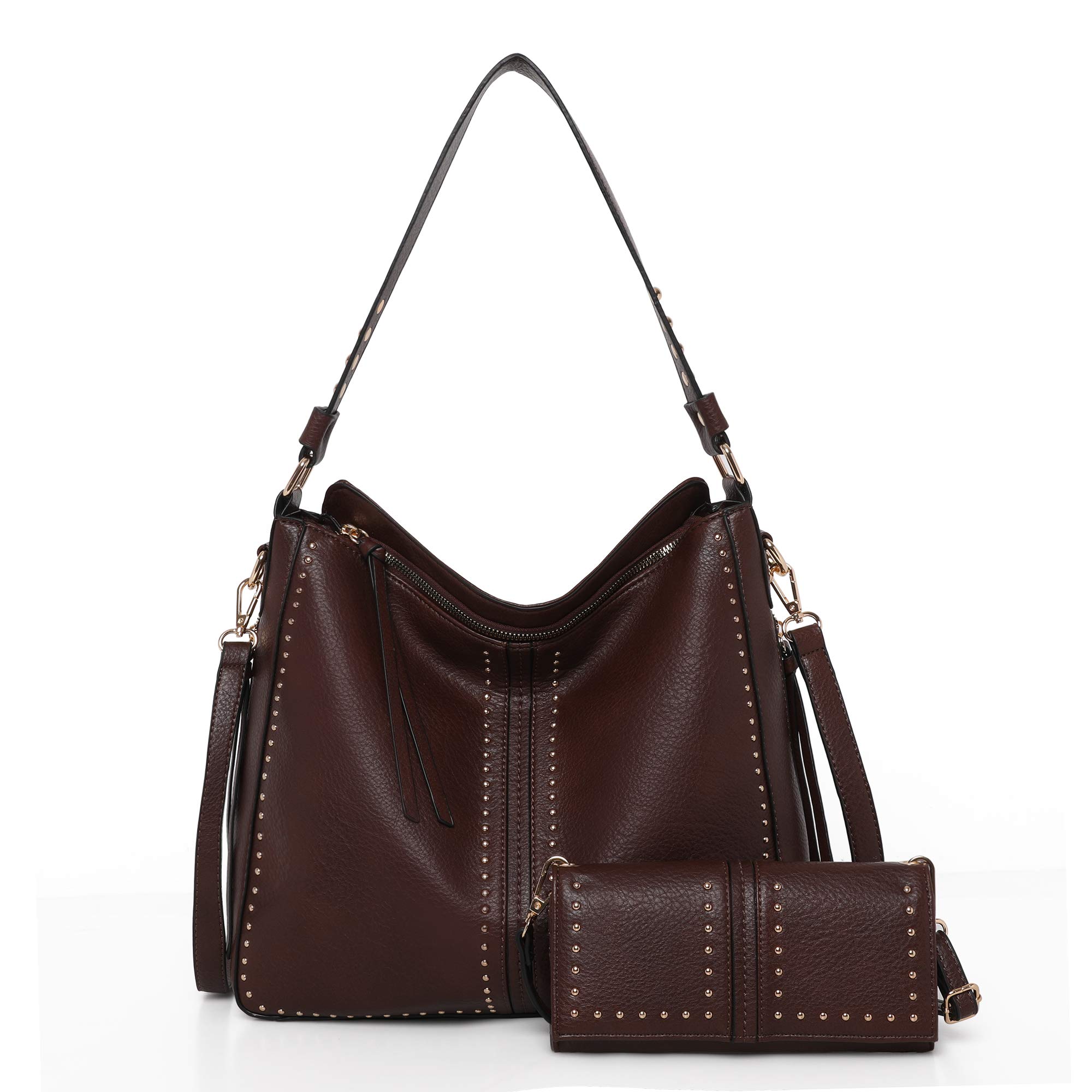 Montana West Large Leather Hobo Handbag for Women - Stylish Concealed Carry Studded Shoulder Bag & Crossbody Purse | Perfect for Work, Travel & Everyday Use