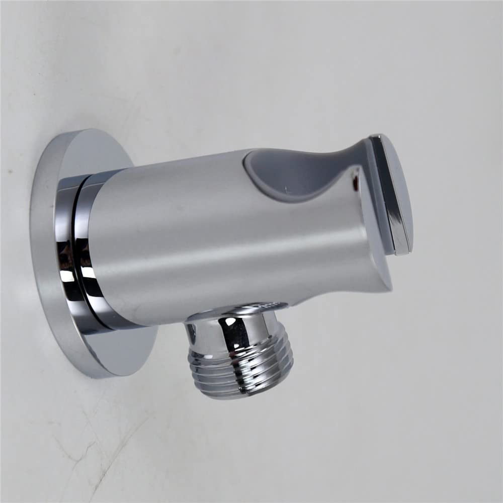 Handheld Shower Head Holder with Hose Connector - Wall Mount Shower Wand Bracket, 1/2