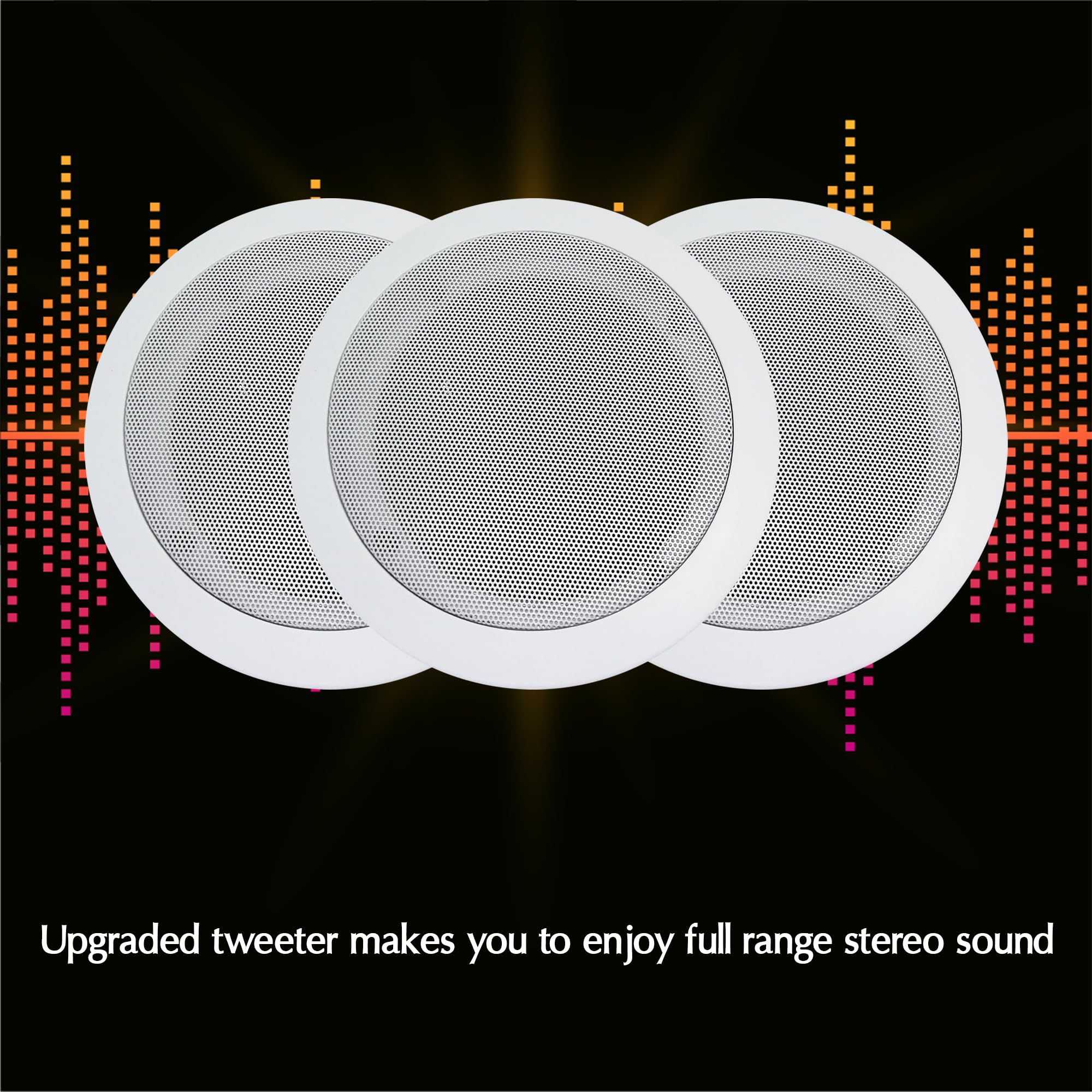 Vaiyer 6.5 Inch 8 Ohm 200W Ceiling Speaker Set of 10 - Flush Mount In-Wall/In-Ceiling 2-Way Mid Bass Woofer Speakers for Home Theater, Office, Kitchen, Living Room - High Quality Sound System for Background Music & Surround Sound