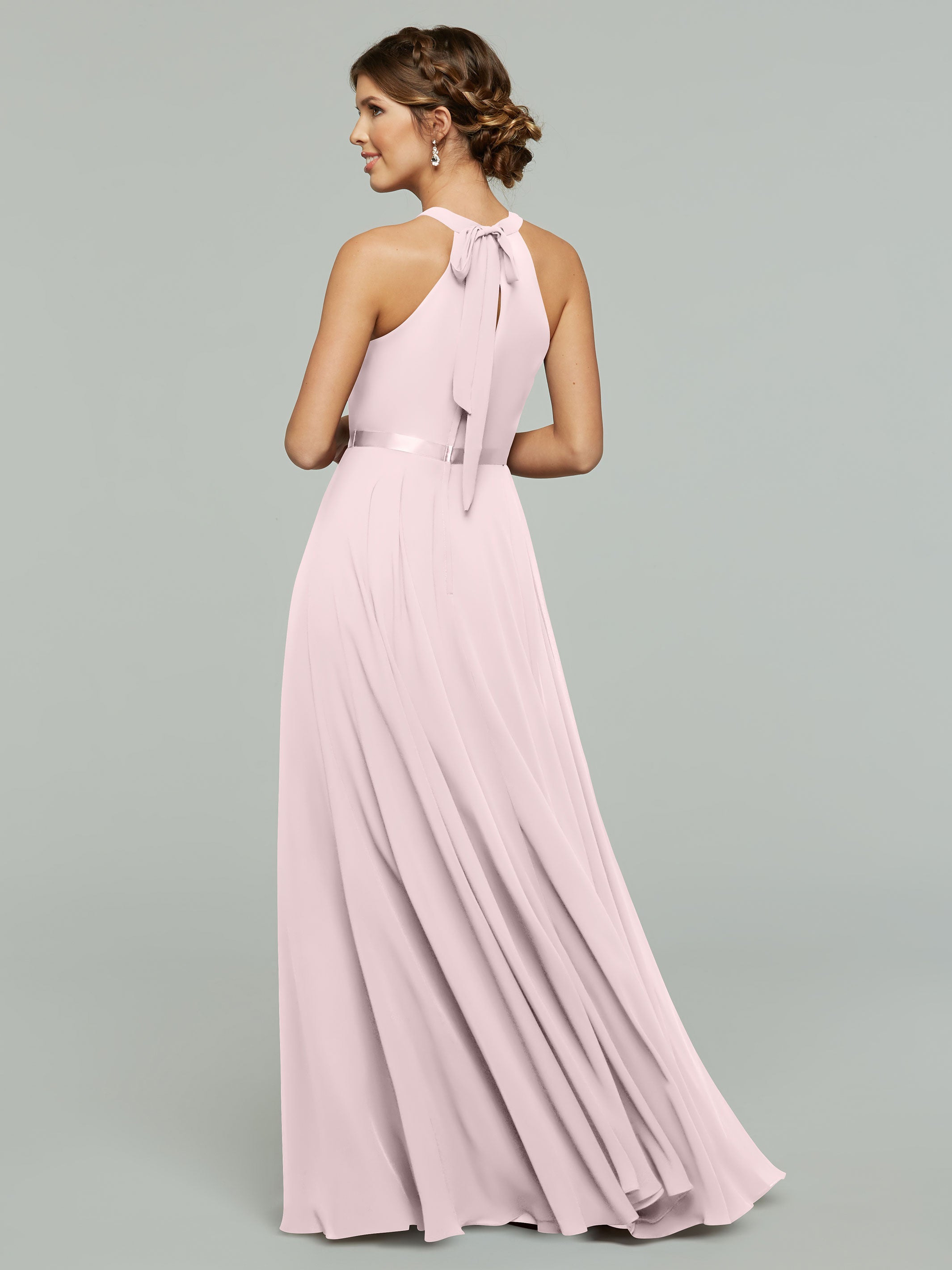 Elegant A-Line Chiffon Bridesmaid Dress with Halter Neckline - Perfect for Weddings, Prom & Formal Events | Style #80038