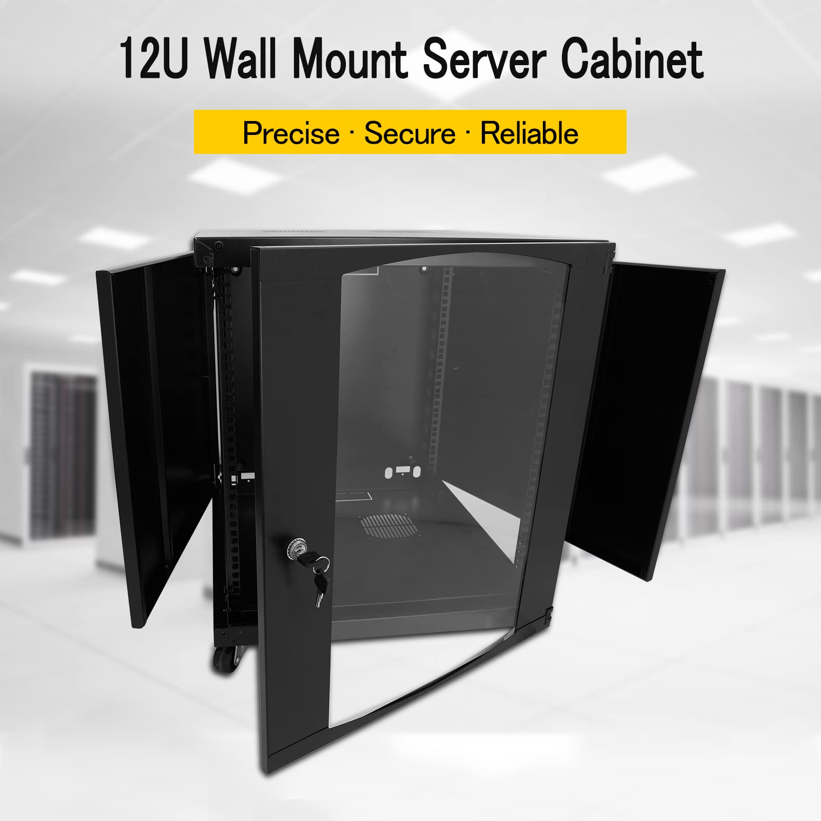 12U Wall Mount Server Rack Cabinet - Heavy Duty Network Equipment Enclosure with Lockable Glass Door for Data Centers & Home Offices | Perfect for Server, Router, Switch & IT Gear Organization