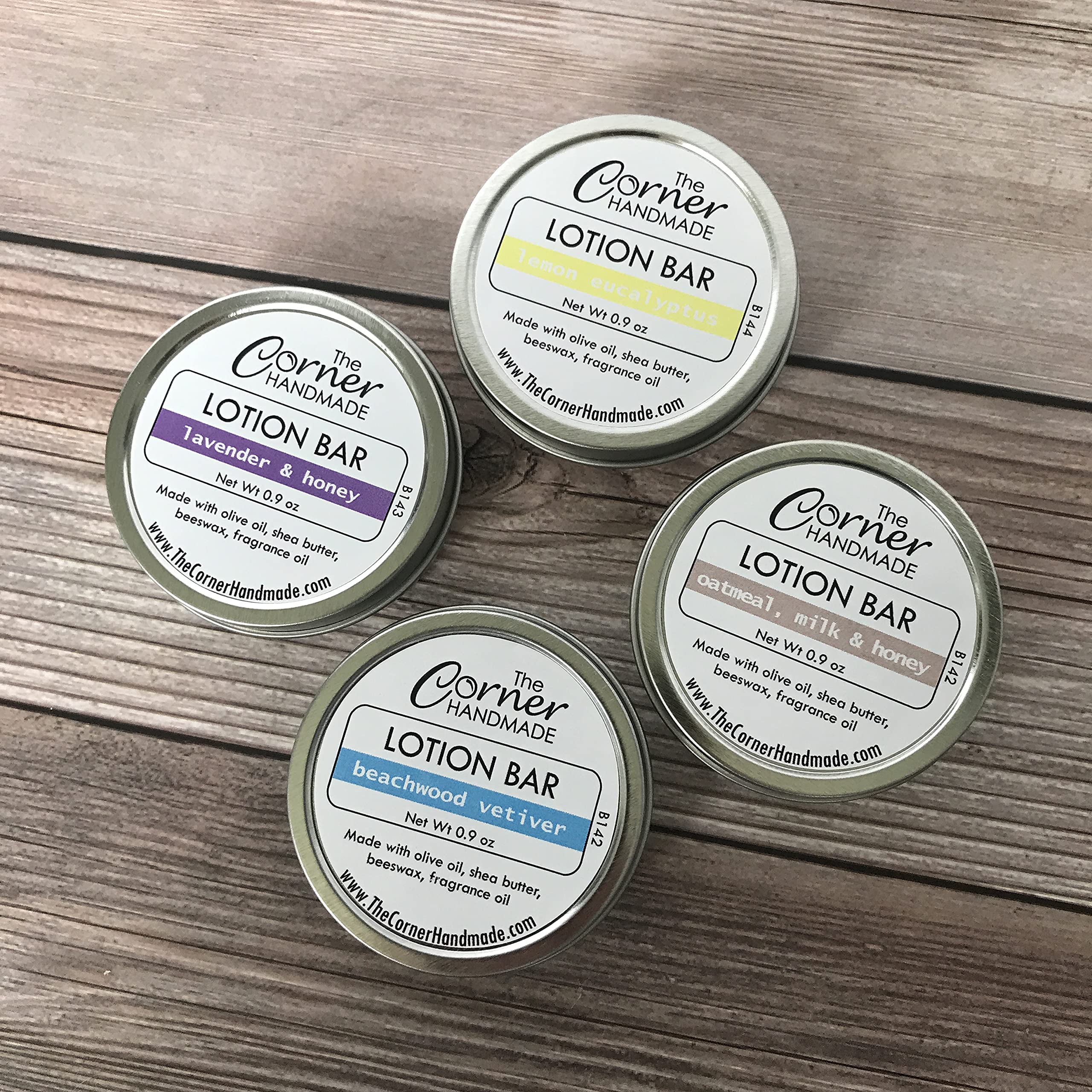 4 Pack Lotion Bars for Dry Skin - Moisturizing Relief in Tins | Handmade Skincare for Travel, Gym & Daily Hydration